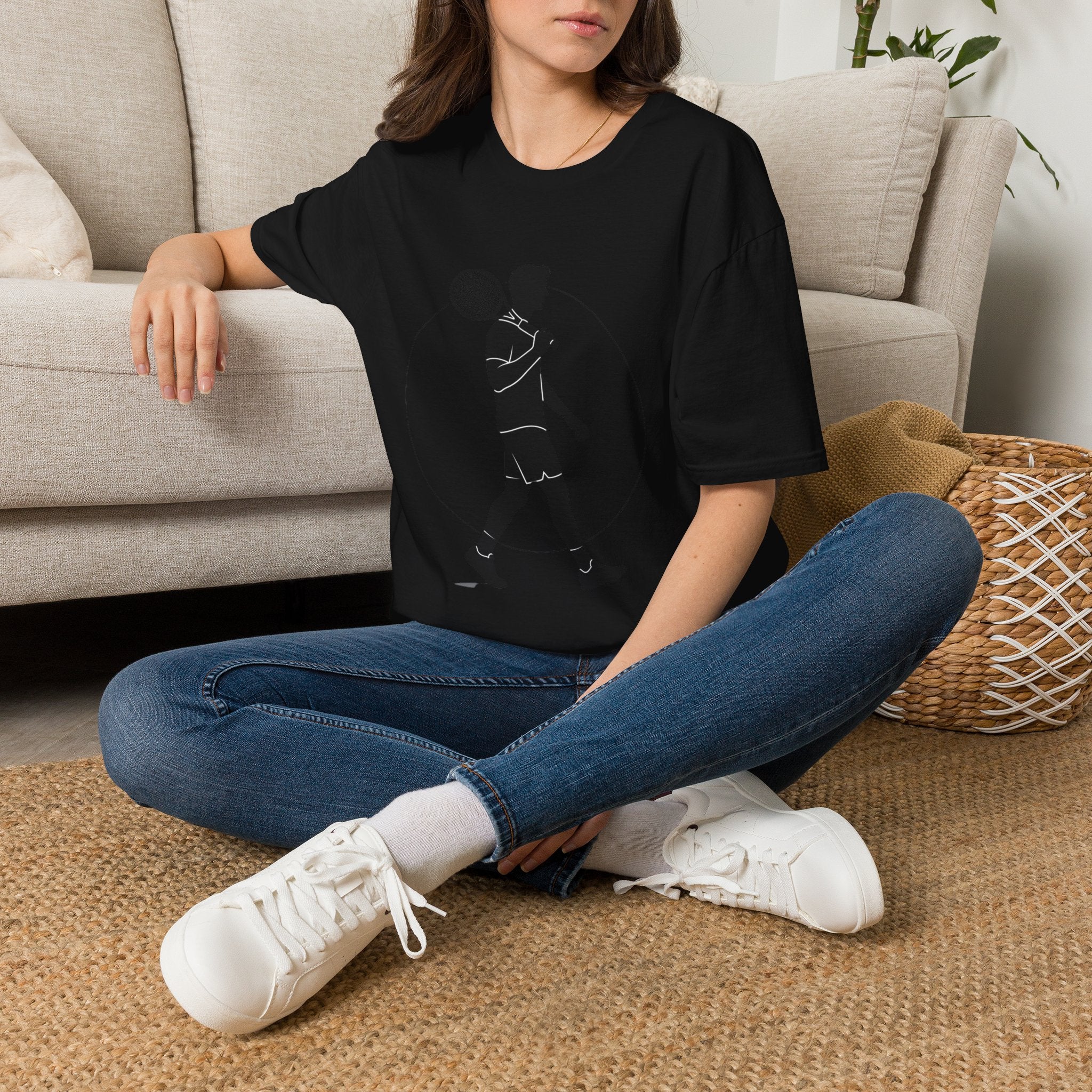 Tennis Player Silhouette T‑Shirt — Minimal Athletic Graphic Tee
