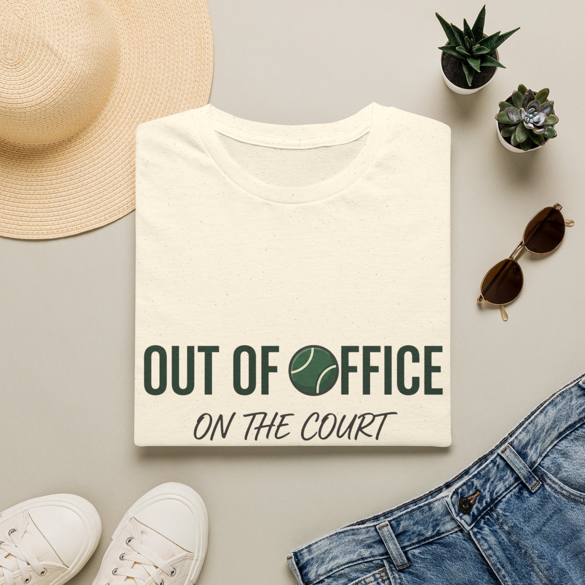 T-Shirt — "Out of Office on the Court" Tennis Graphic Tee
