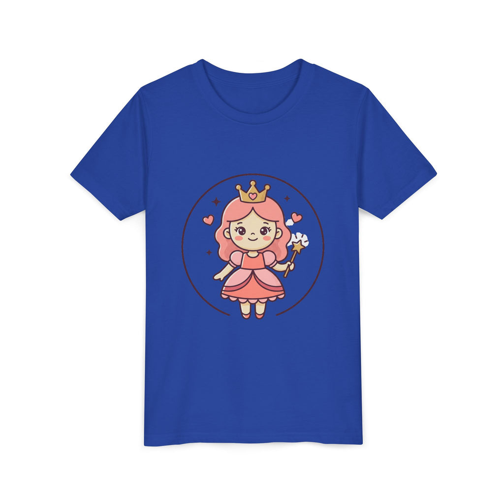 Princess Fairy Kids T-Shirt - Cute Pink Crowned Princess Graphic Youth Tee