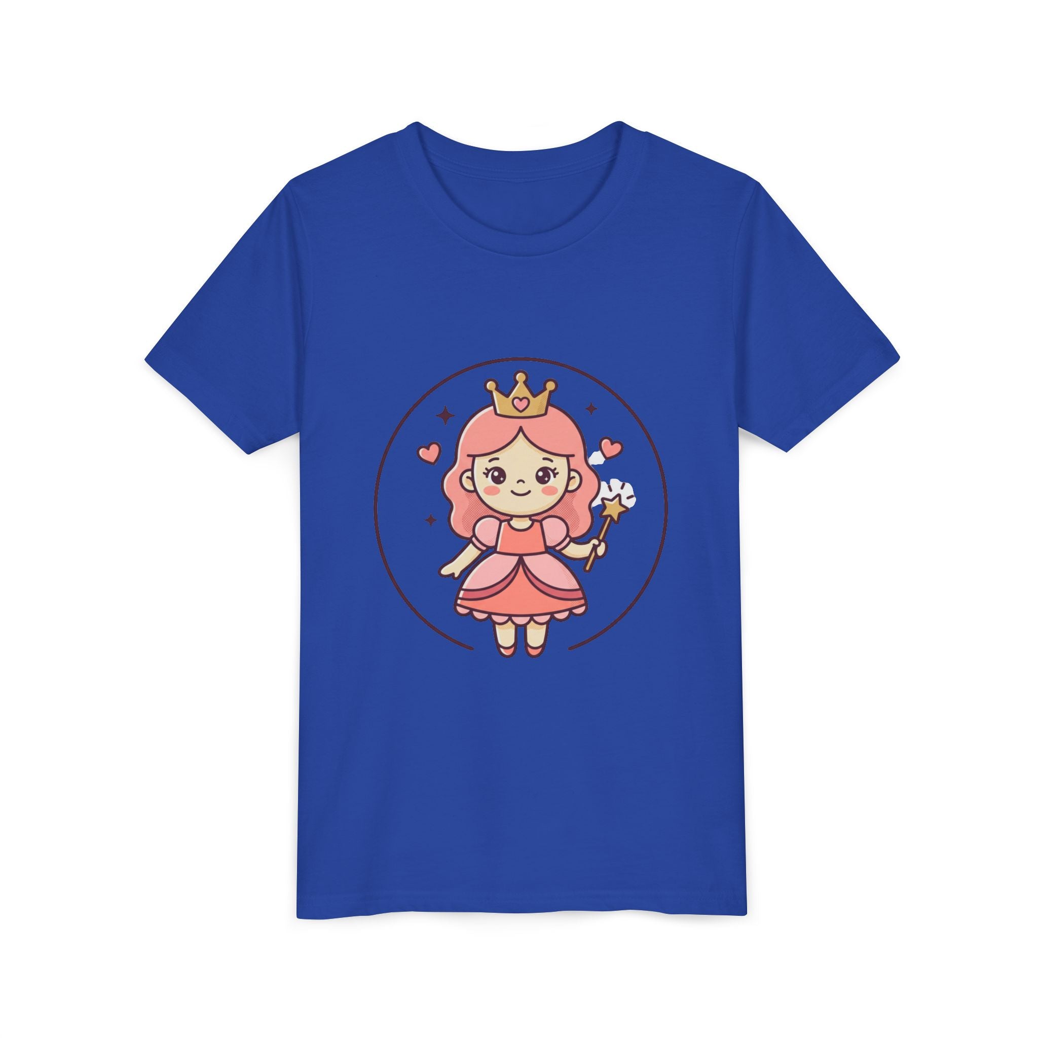 Princess Fairy Kids T-Shirt - Cute Pink Crowned Princess Graphic Youth Tee