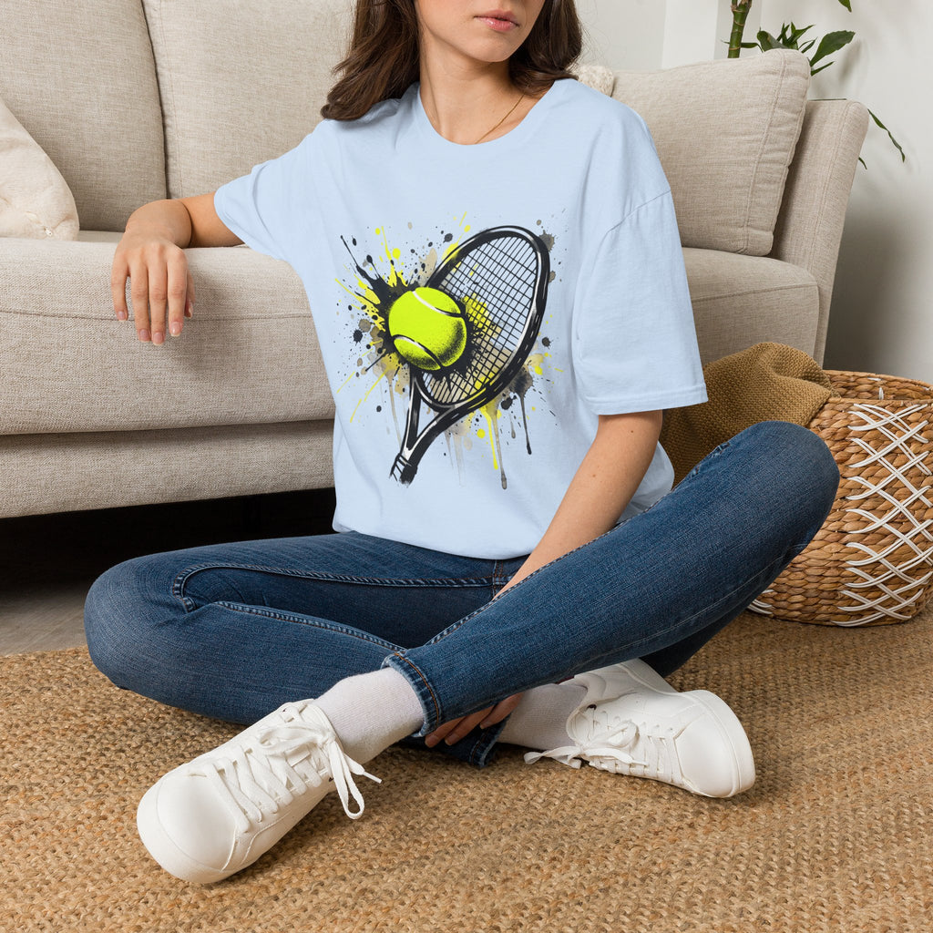 T-Shirt — Splash Tennis Racket & Ball Graphic Tee