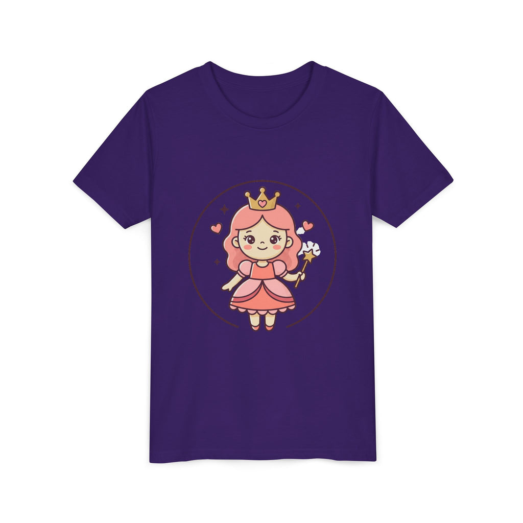 Princess Fairy Kids T-Shirt - Cute Pink Crowned Princess Graphic Youth Tee