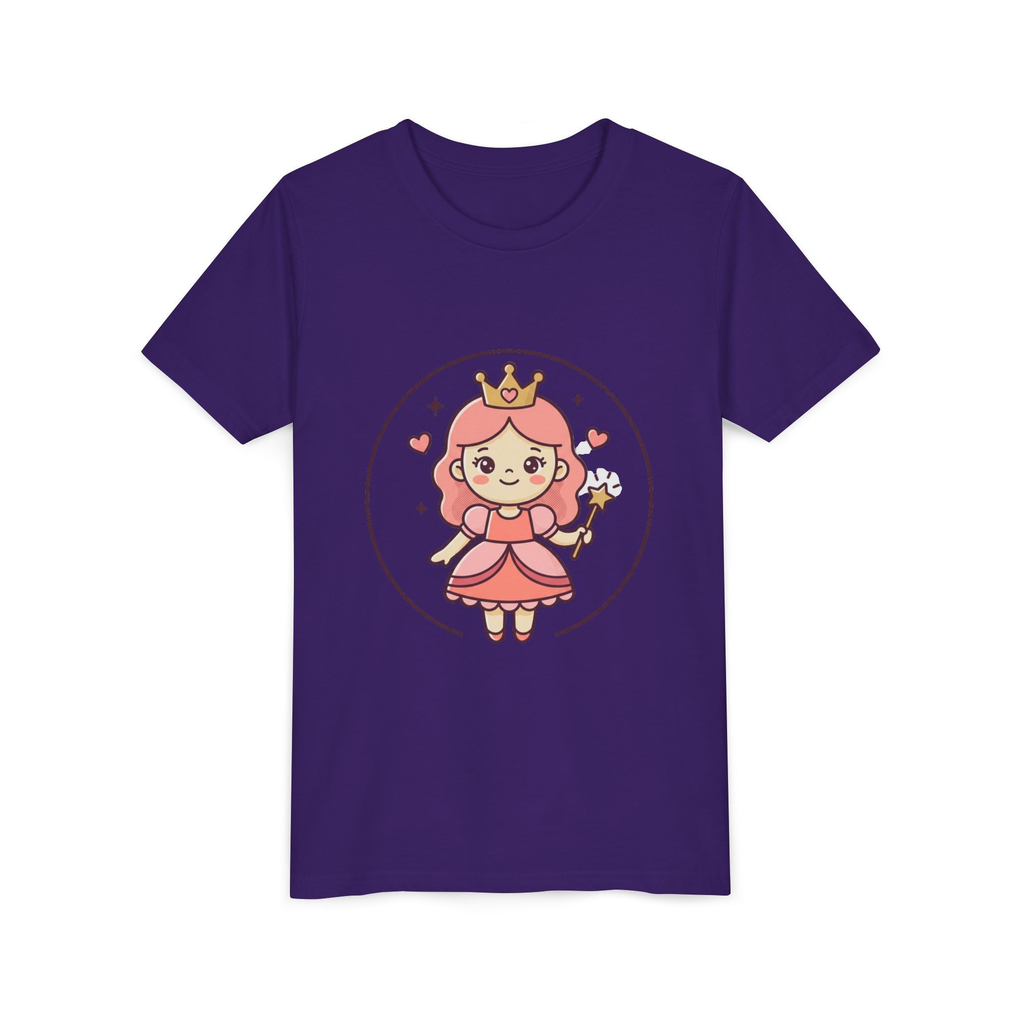 Princess Fairy Kids T-Shirt - Cute Pink Crowned Princess Graphic Youth Tee