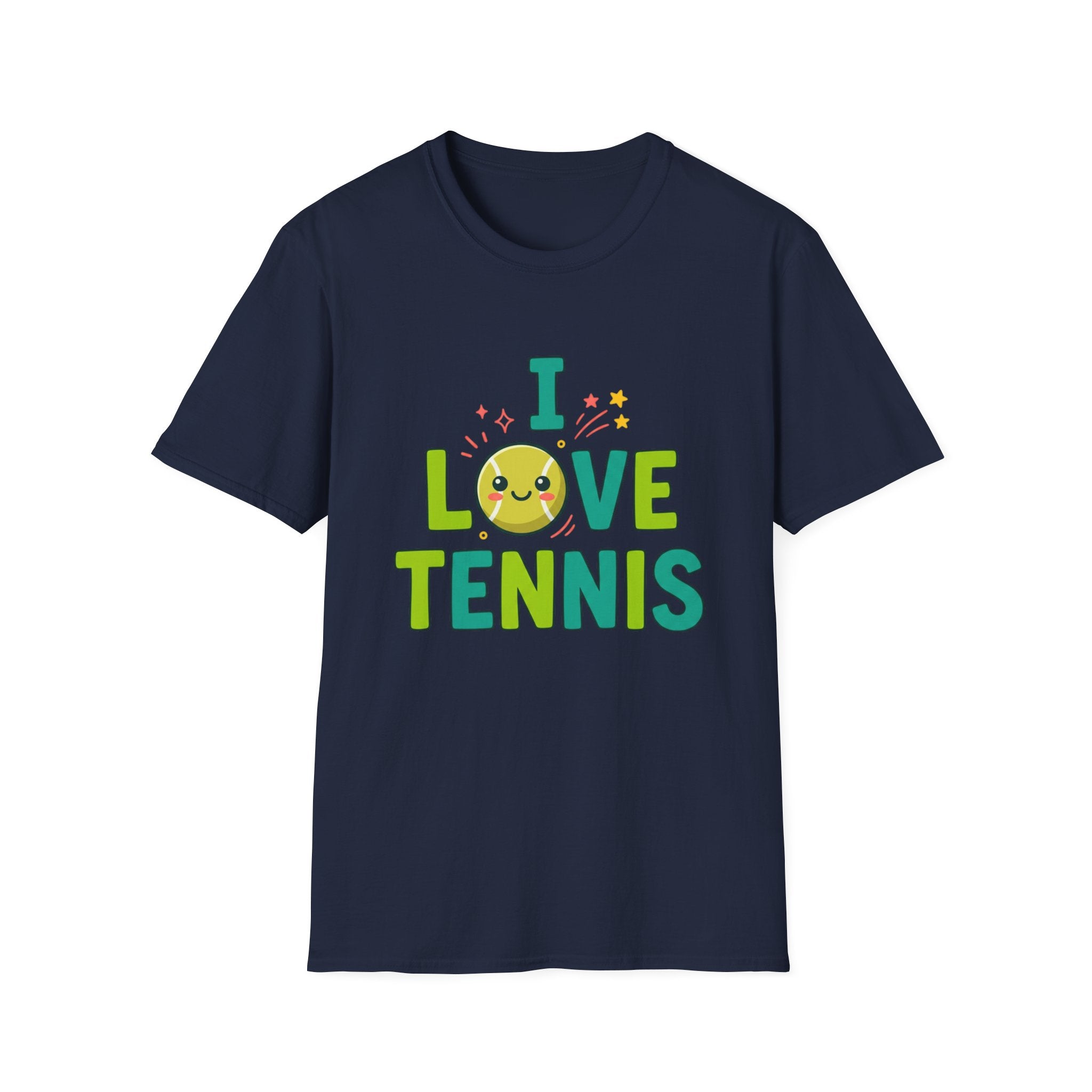 I Love Tennis T-Shirt — Cute Smiley Tennis Ball Tee for Players & Fans