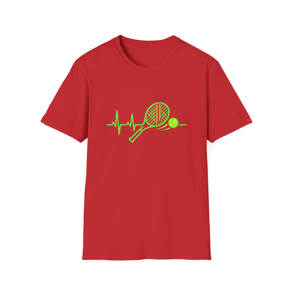 Tennis Racket Heartbeat T-Shirt — Neon Green Tennis Lover Tee