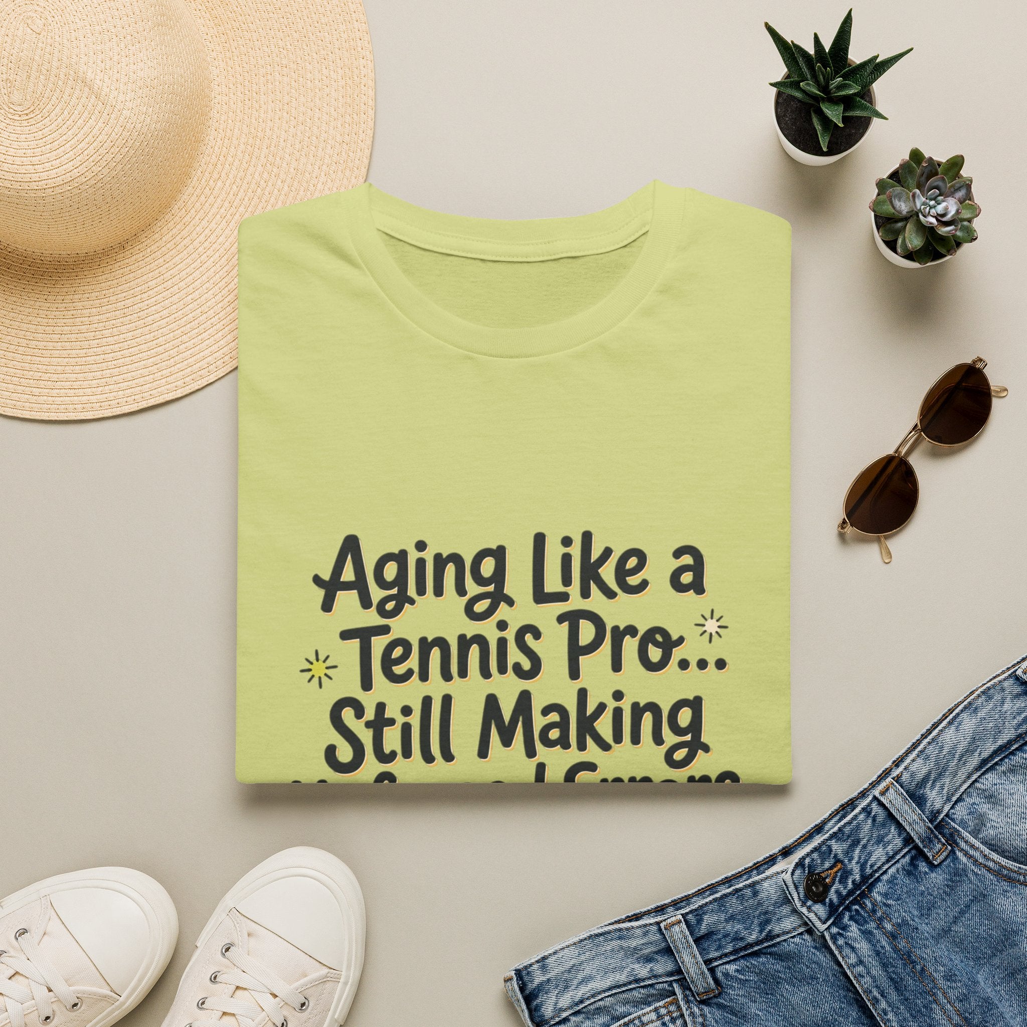 Funny Tennis Retirement T-Shirt — "Aging Like a Tennis Pro... Still Making Unforced Errors"