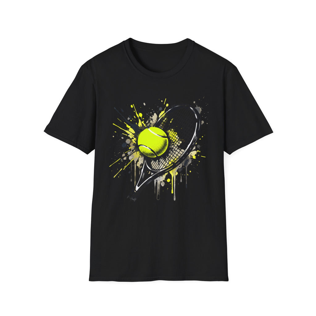 T-Shirt — Splash Tennis Racket & Ball Graphic Tee