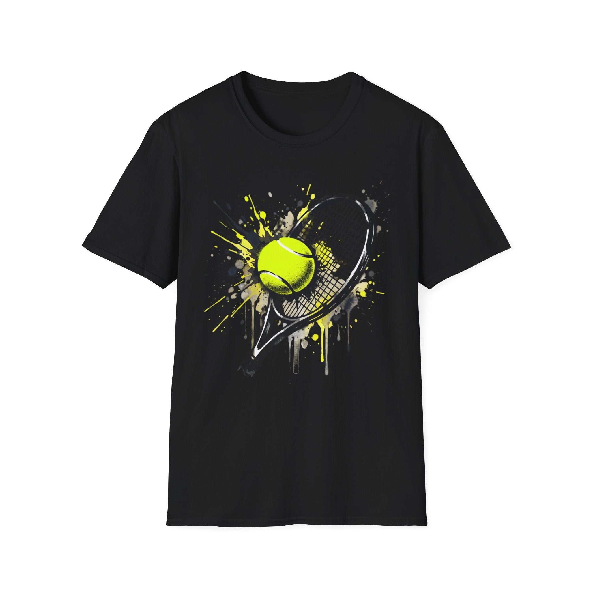T-Shirt — Splash Tennis Racket & Ball Graphic Tee