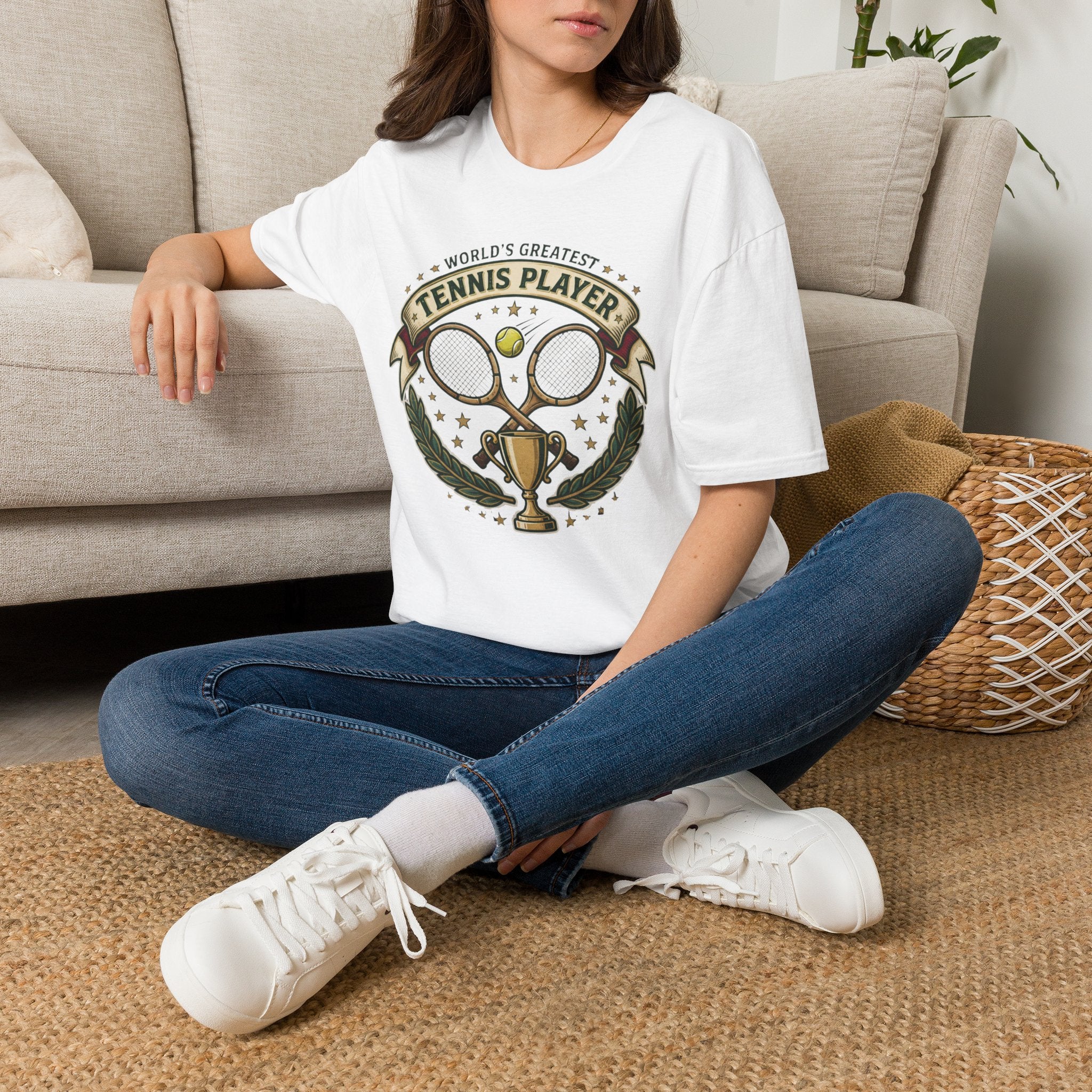 World's Greatest Tennis Player T-Shirt — Vintage Tennis Racket & Trophy Tee