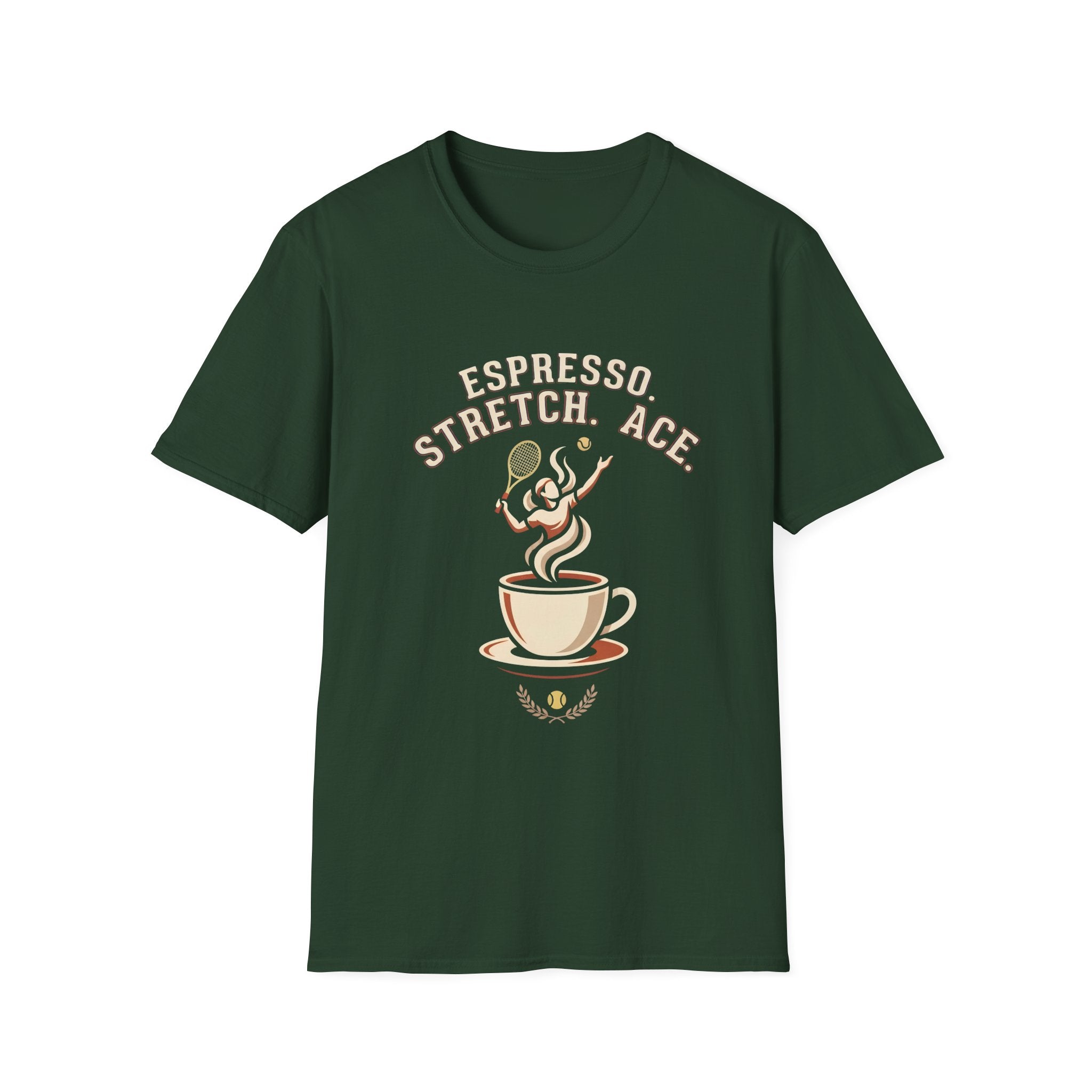 Espresso Stretch Ace T-Shirt — Coffee & Tennis Vintage Graphic Tee