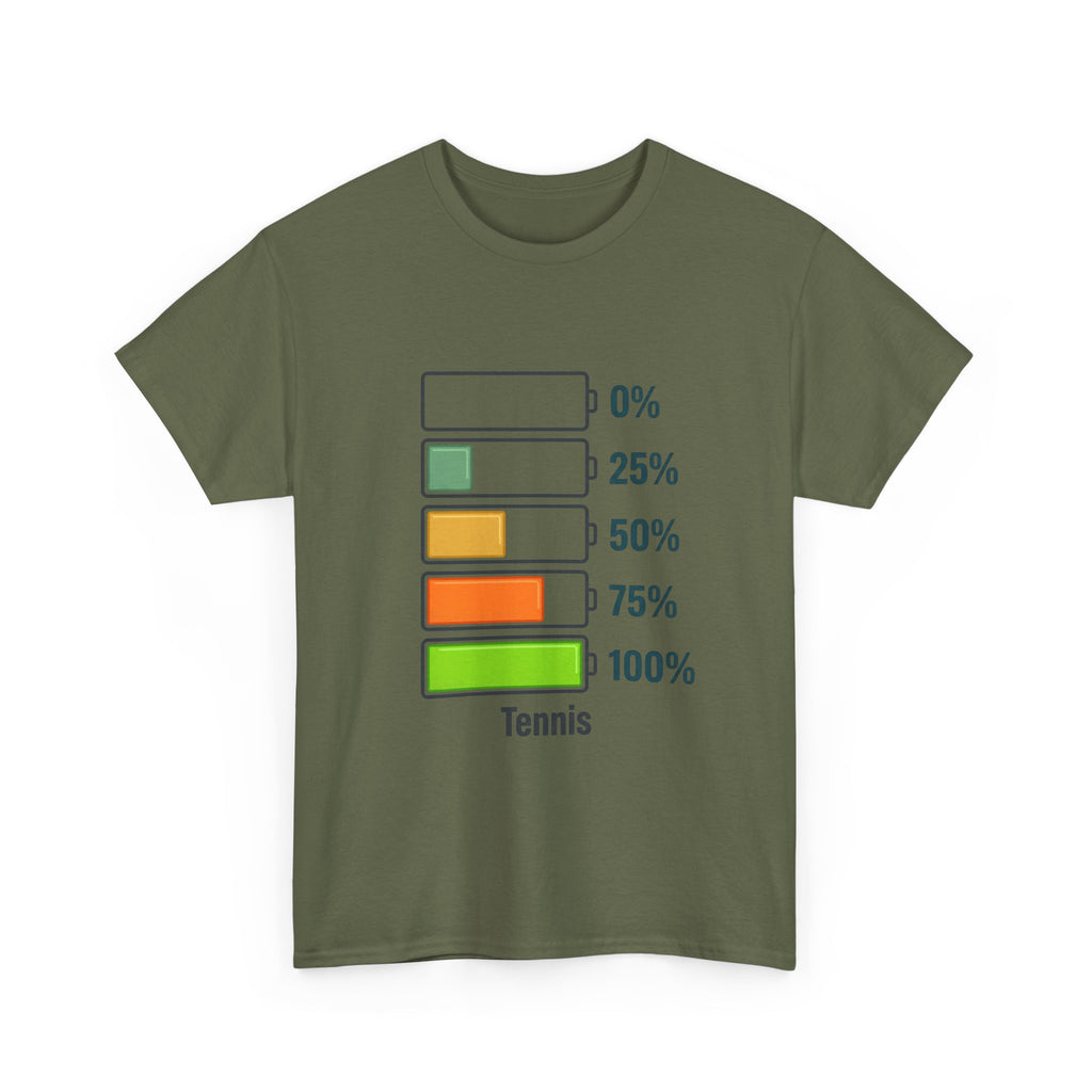 T-Shirt — Tennis Battery Level Graphic Tee (0%-100%)