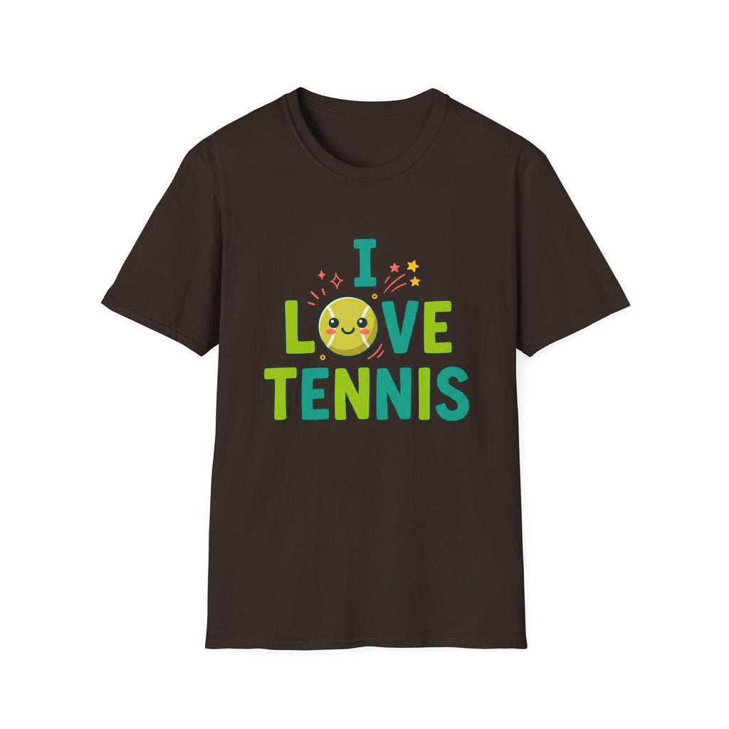 I Love Tennis T-Shirt — Cute Smiley Tennis Ball Tee for Players & Fans