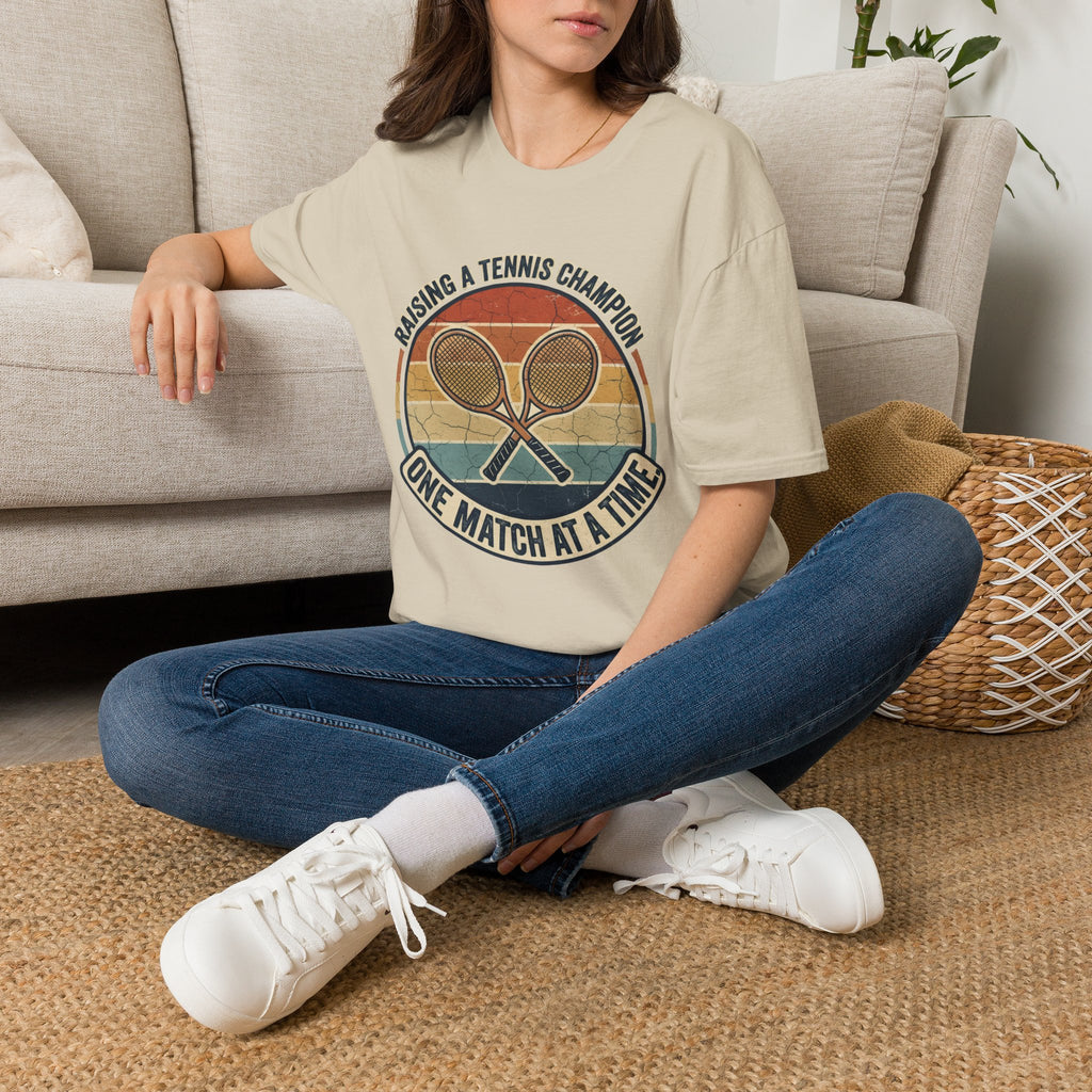 T-Shirt — Raising a Tennis Champion Vintage Graphic (“One Match at a Time”)