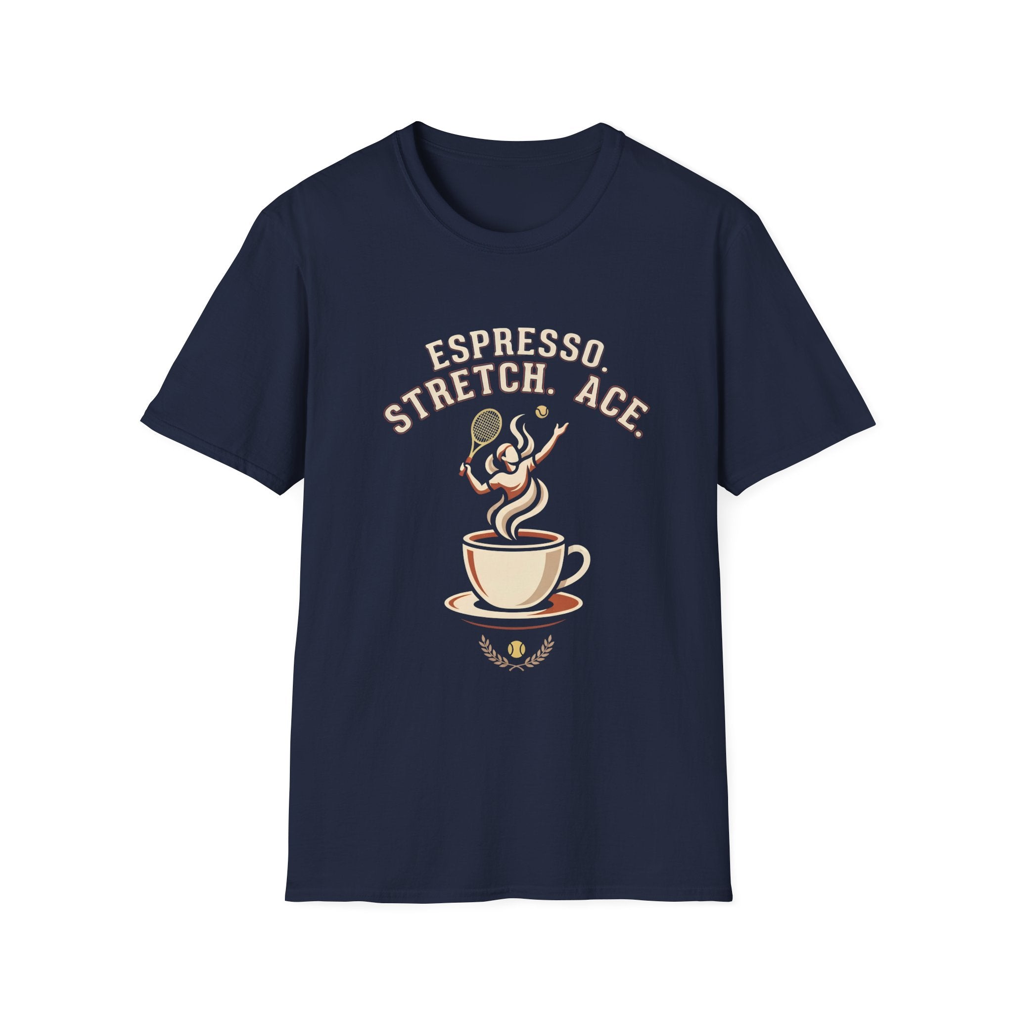 Espresso Stretch Ace T-Shirt — Coffee & Tennis Vintage Graphic Tee