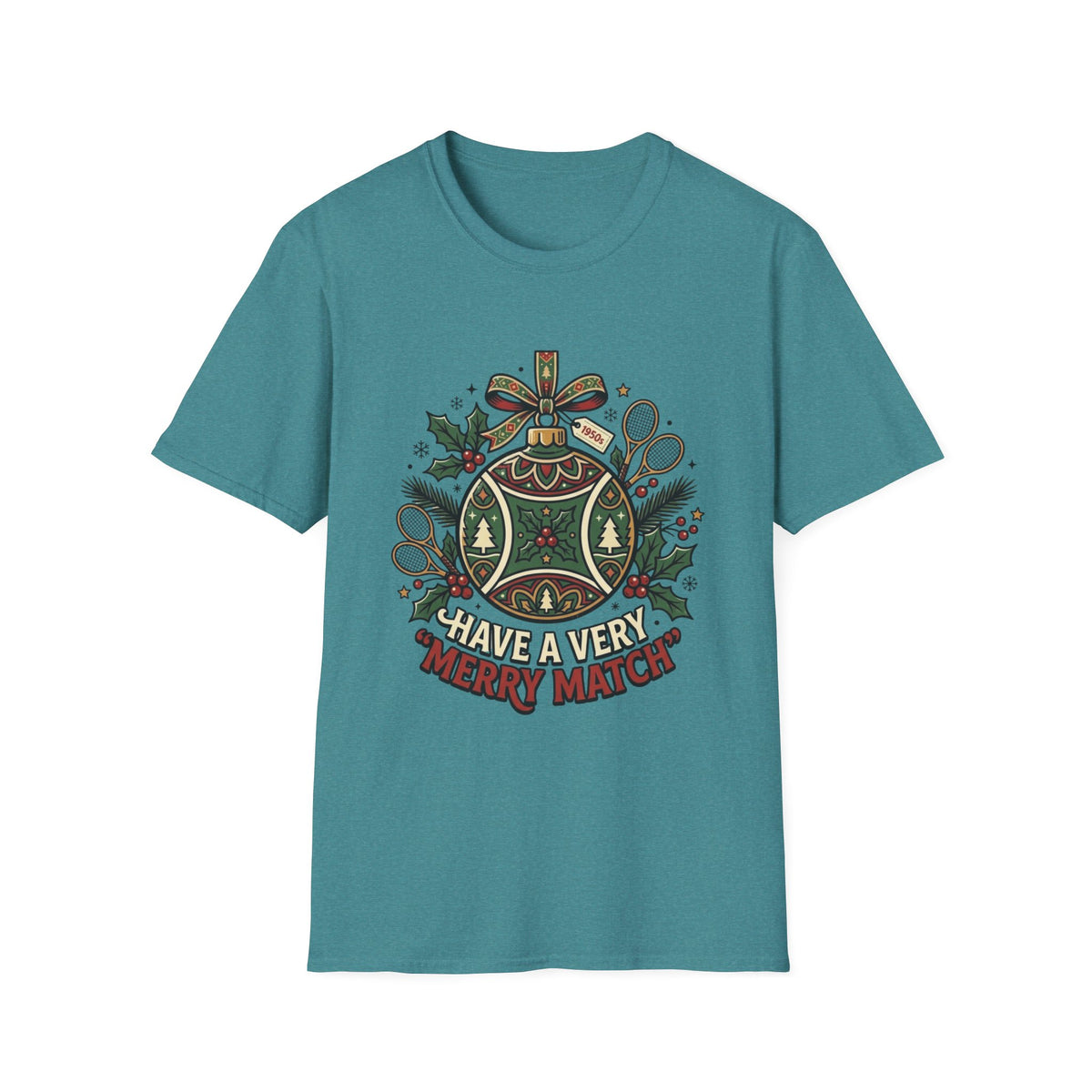 Christmas Tennis Ornament T-Shirt — "Have a Very Merry Match" Holiday Tee