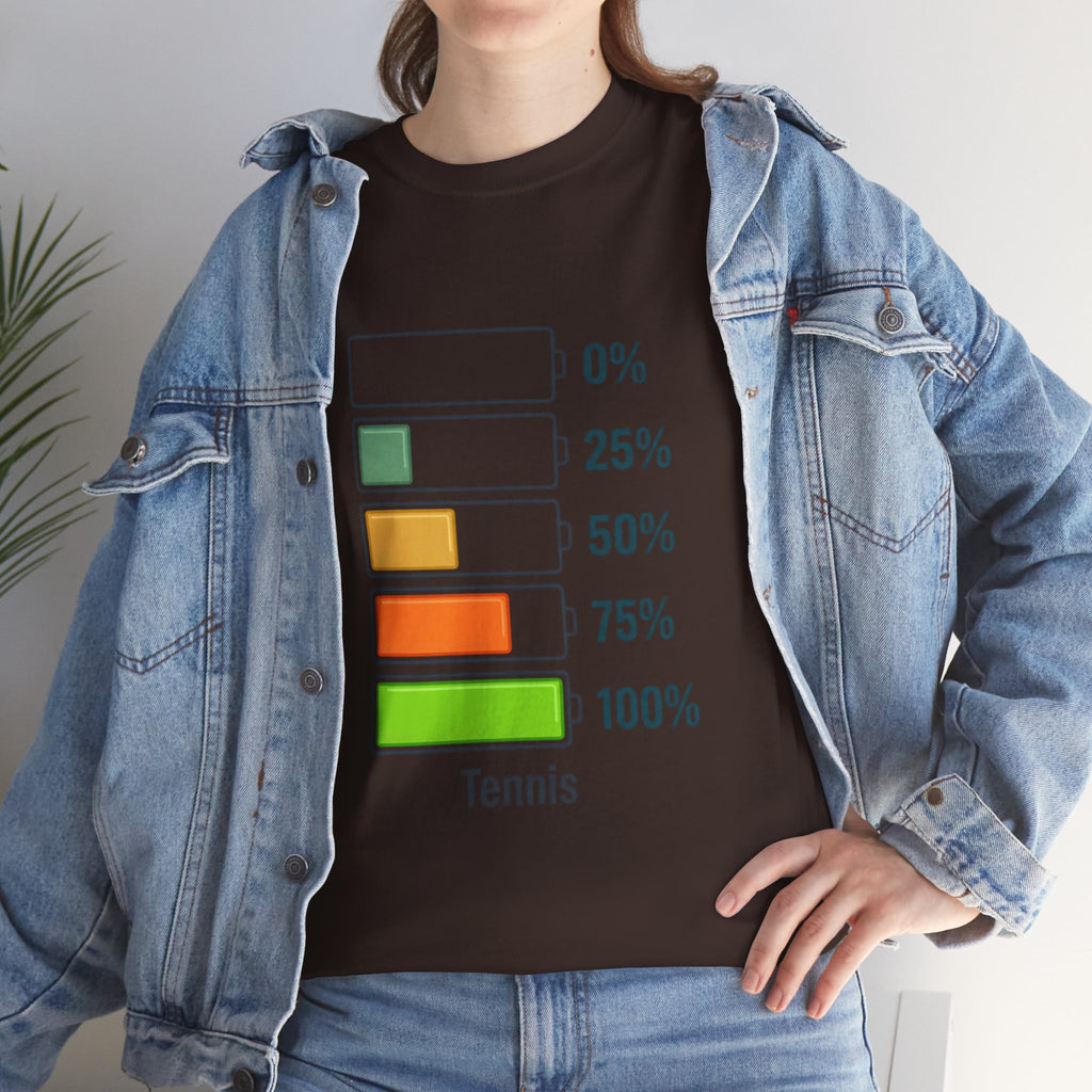 T-Shirt — Tennis Battery Level Graphic Tee (0%-100%)