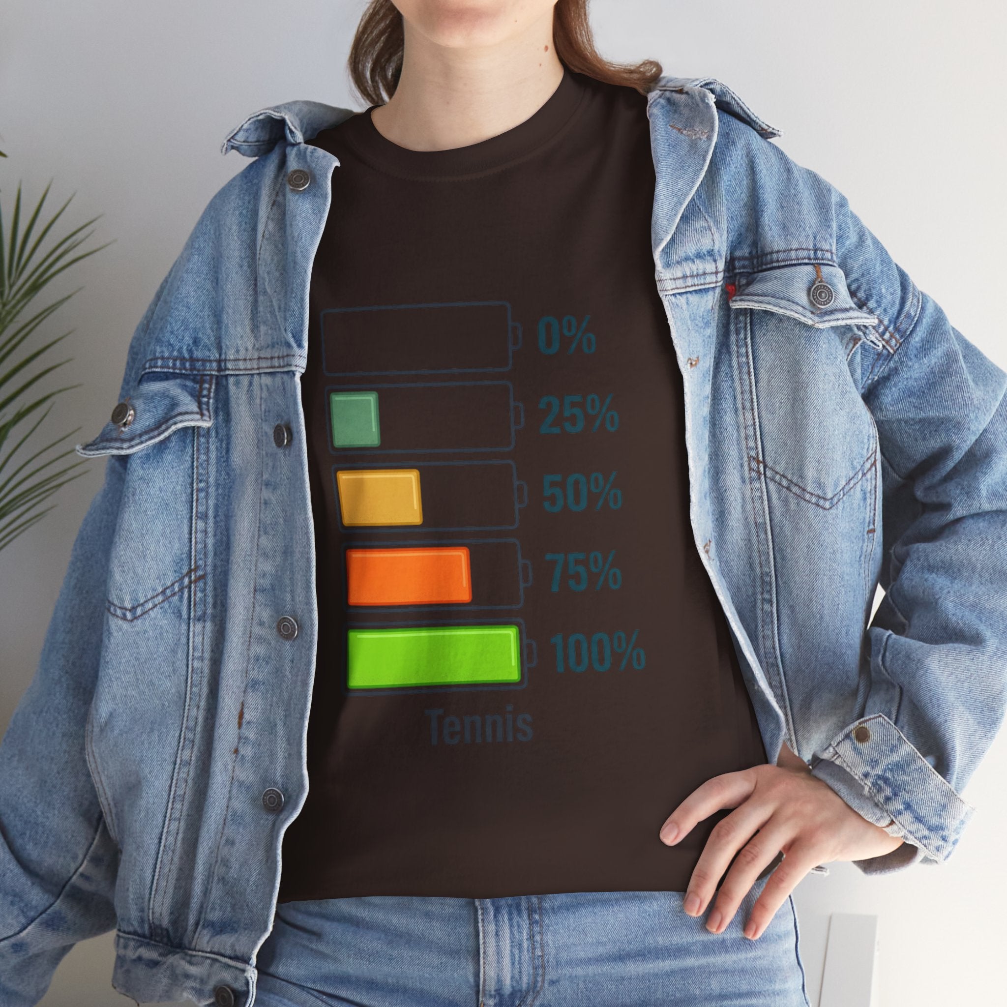 T-Shirt — Tennis Battery Level Graphic Tee (0%-100%)