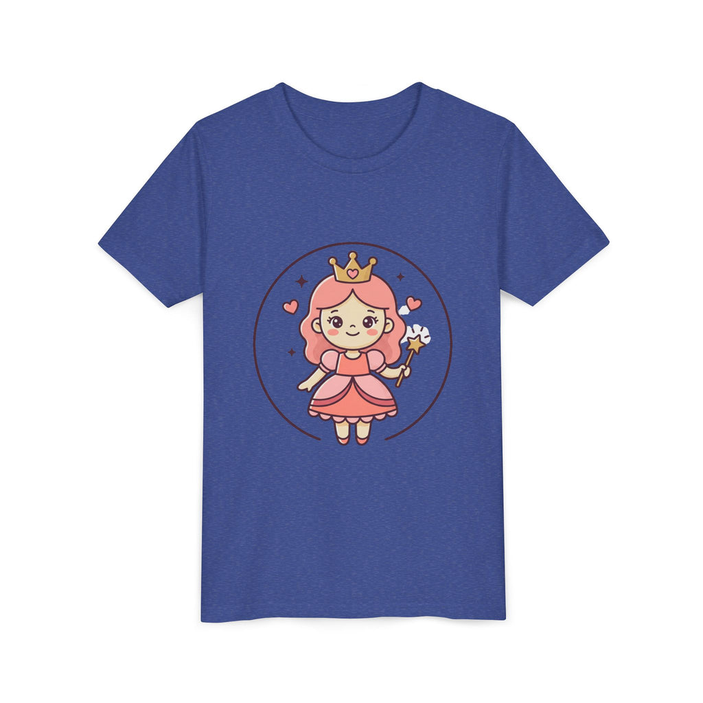 Princess Fairy Kids T-Shirt - Cute Pink Crowned Princess Graphic Youth Tee