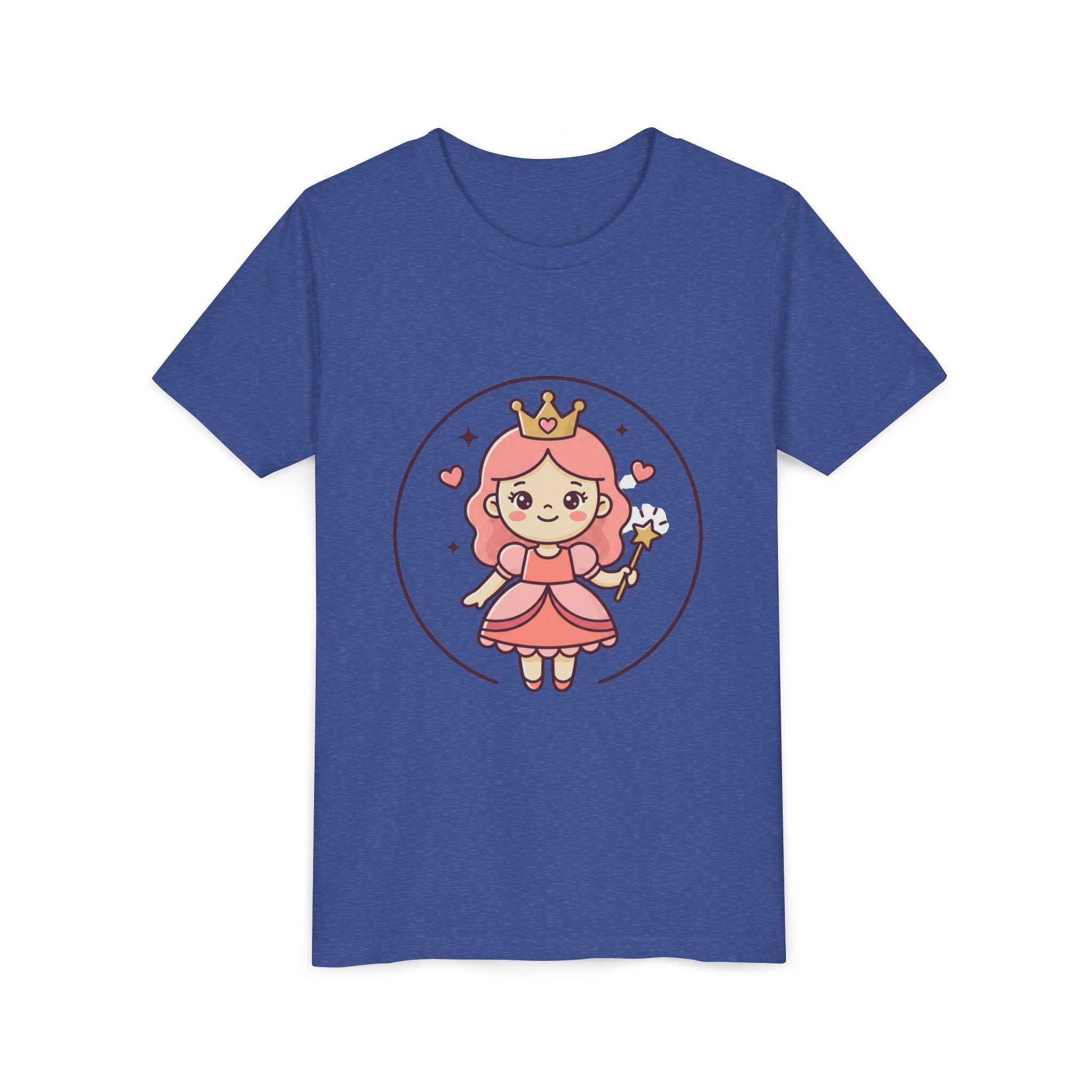 Princess Fairy Kids T-Shirt - Cute Pink Crowned Princess Graphic Youth Tee