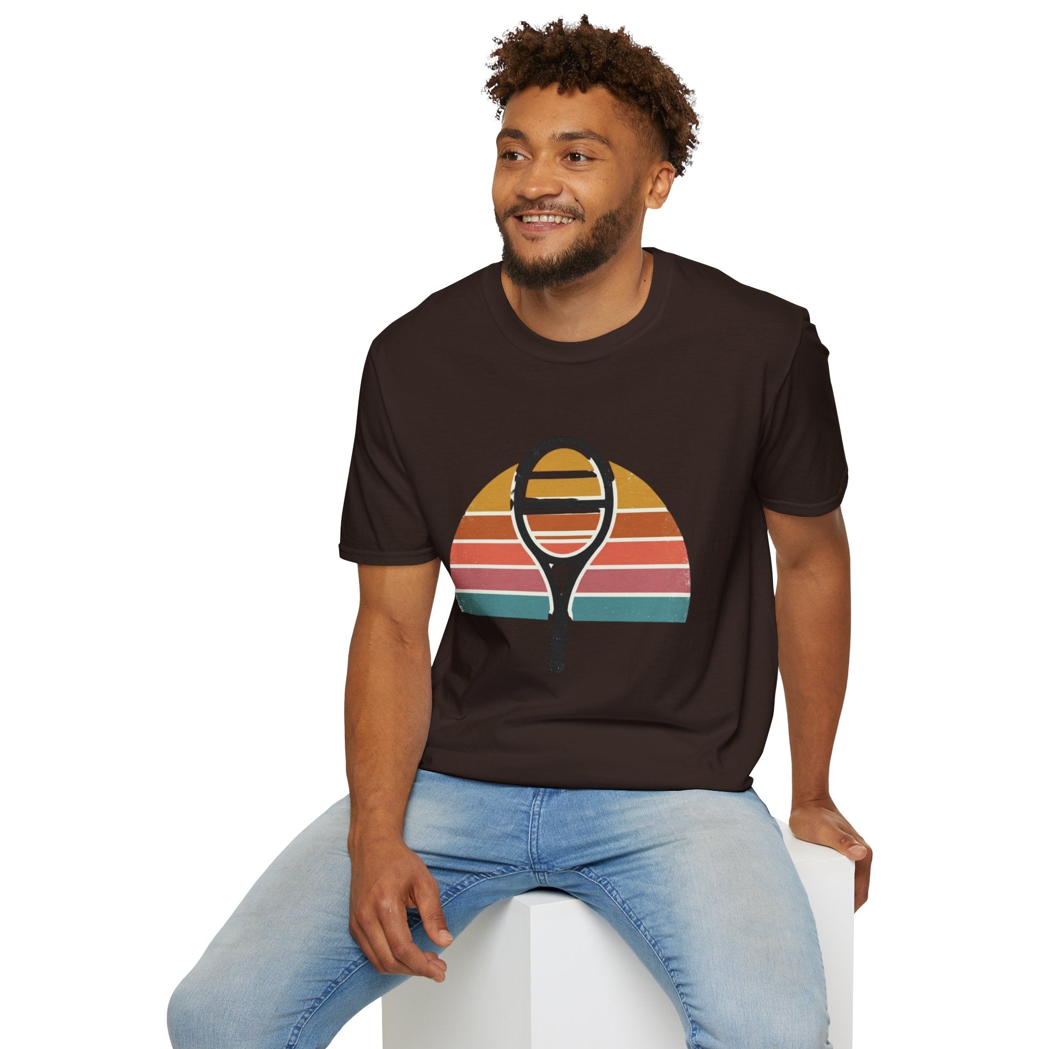 Tennis Racket Retro Sunset T-Shirt