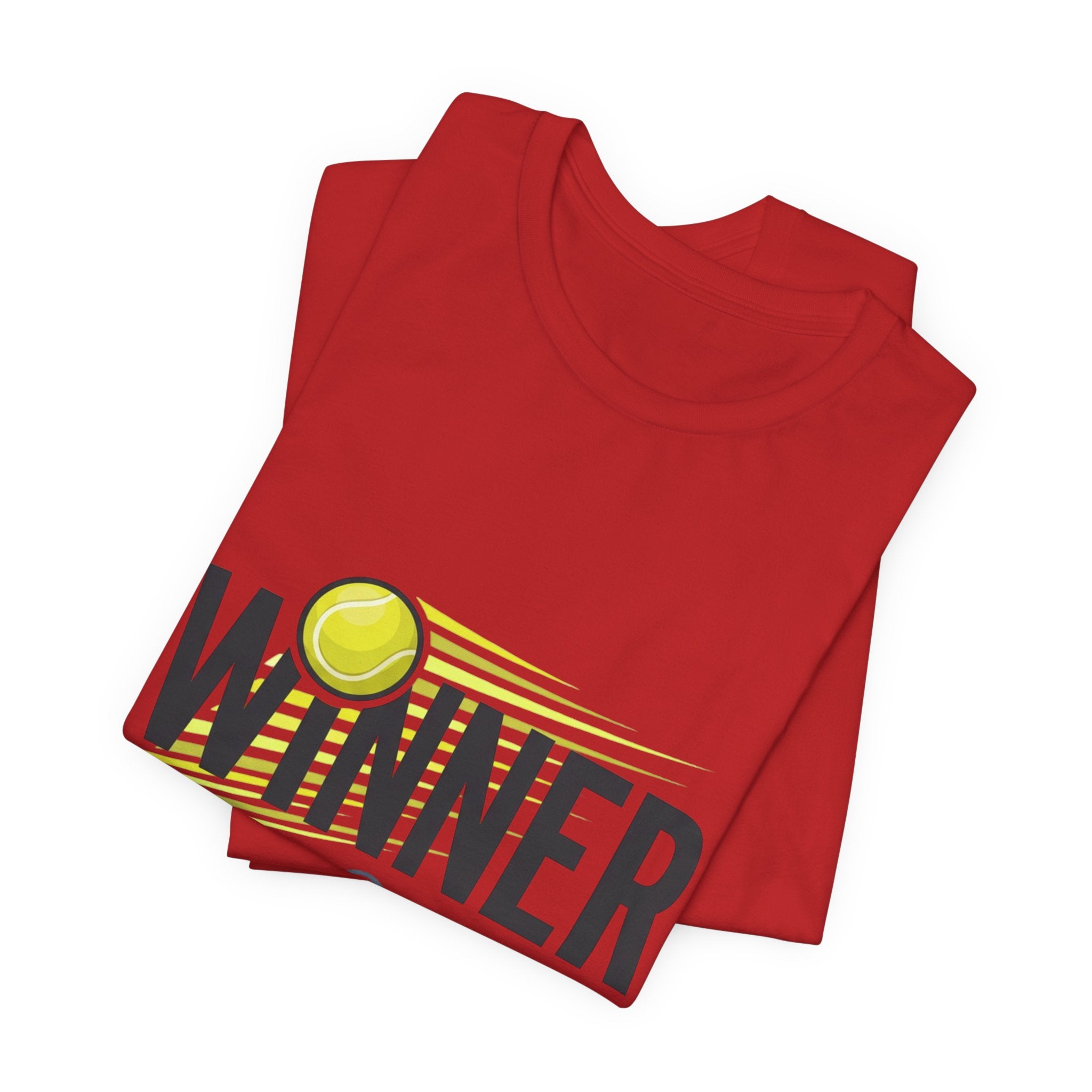 Winner Tennis T‑Shirt — Motivational Tennis Tee with Ball & Racket Graphic
