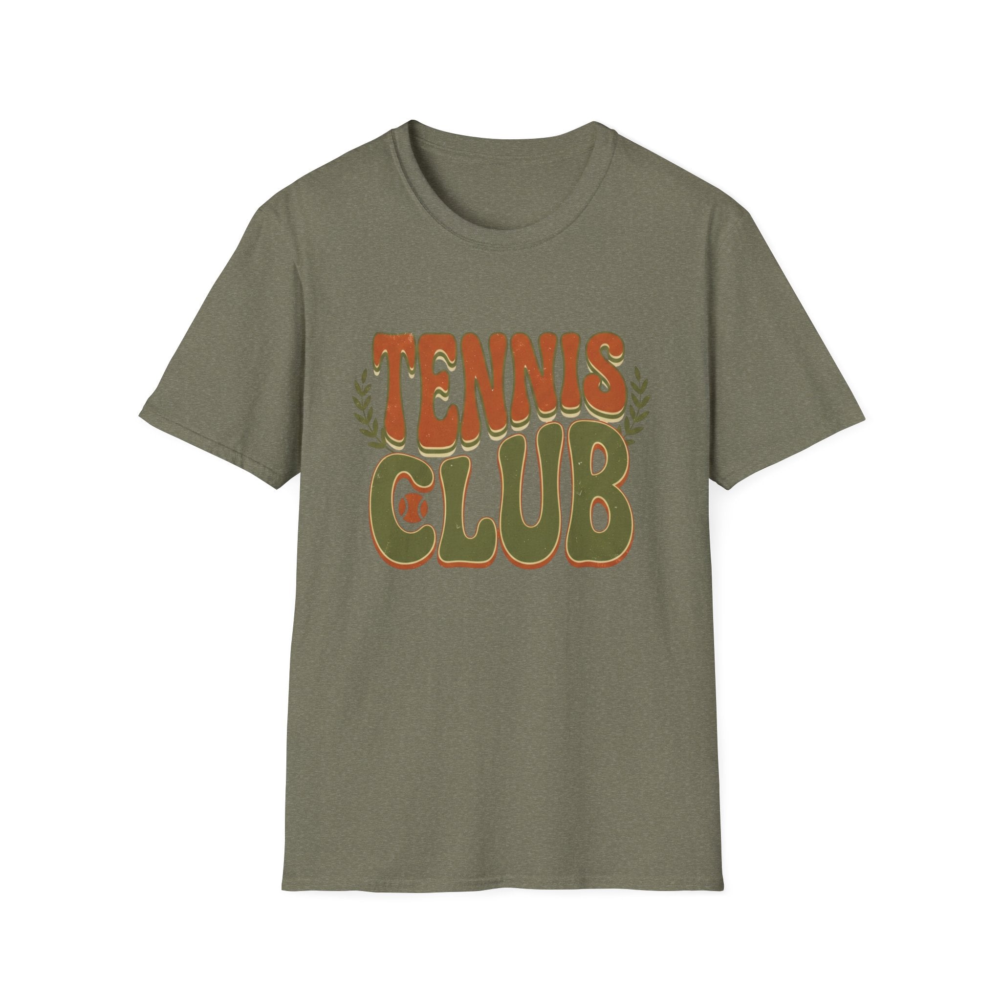 Tennis Club T‑Shirt — Retro Green & Orange Graphic Tee
