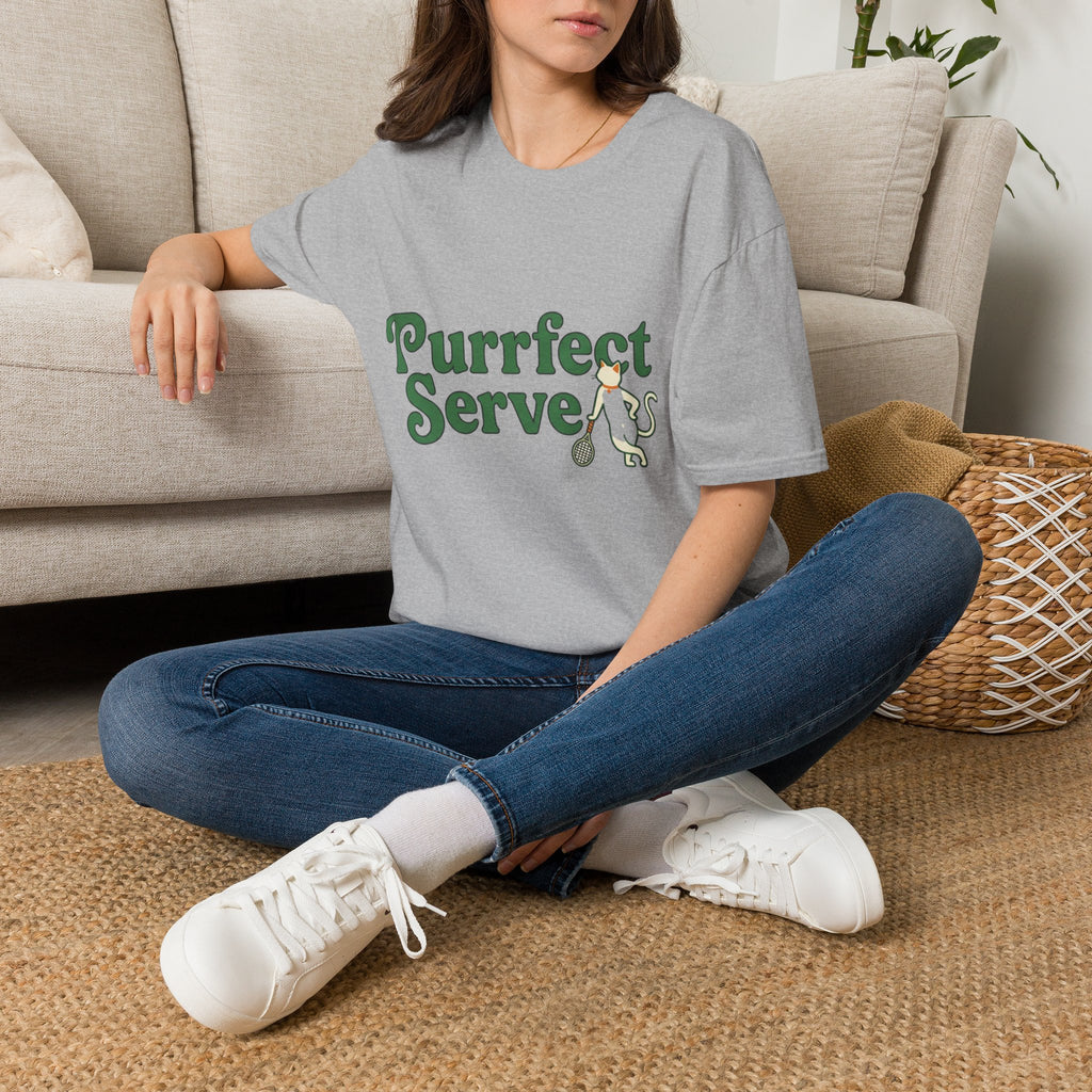 Purrfect Serve Cat Tennis T-Shirt