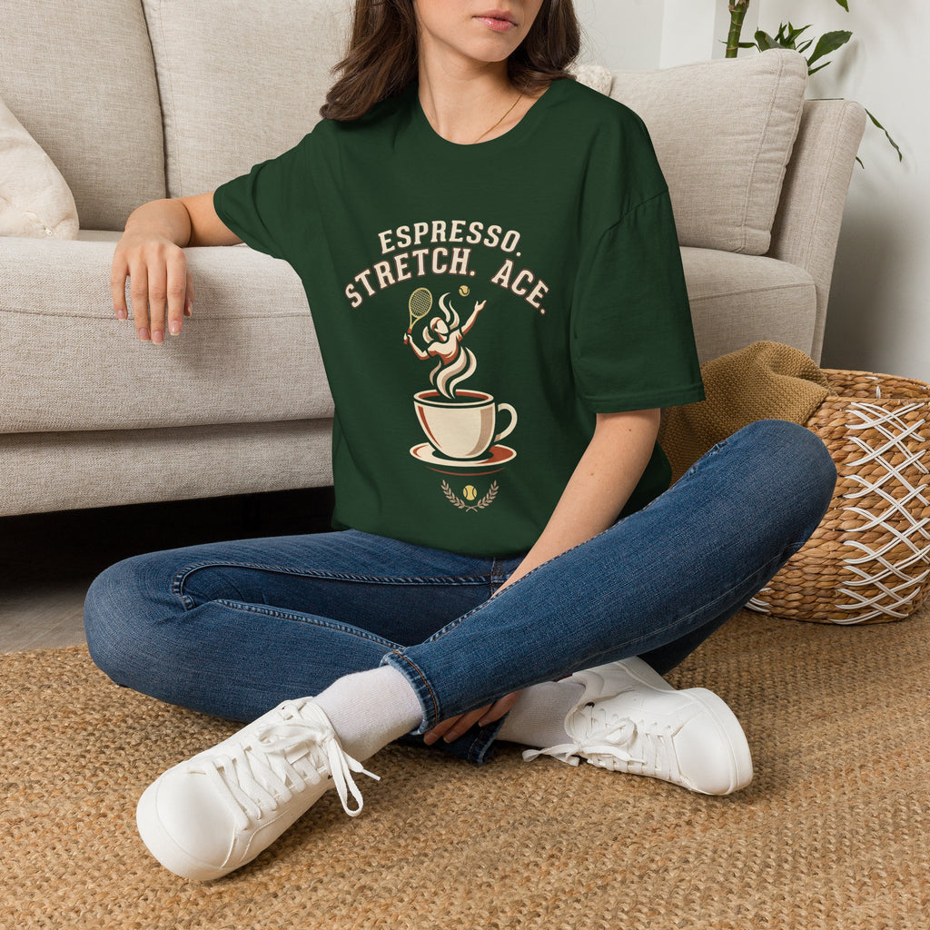 Espresso Stretch Ace T-Shirt — Coffee & Tennis Vintage Graphic Tee