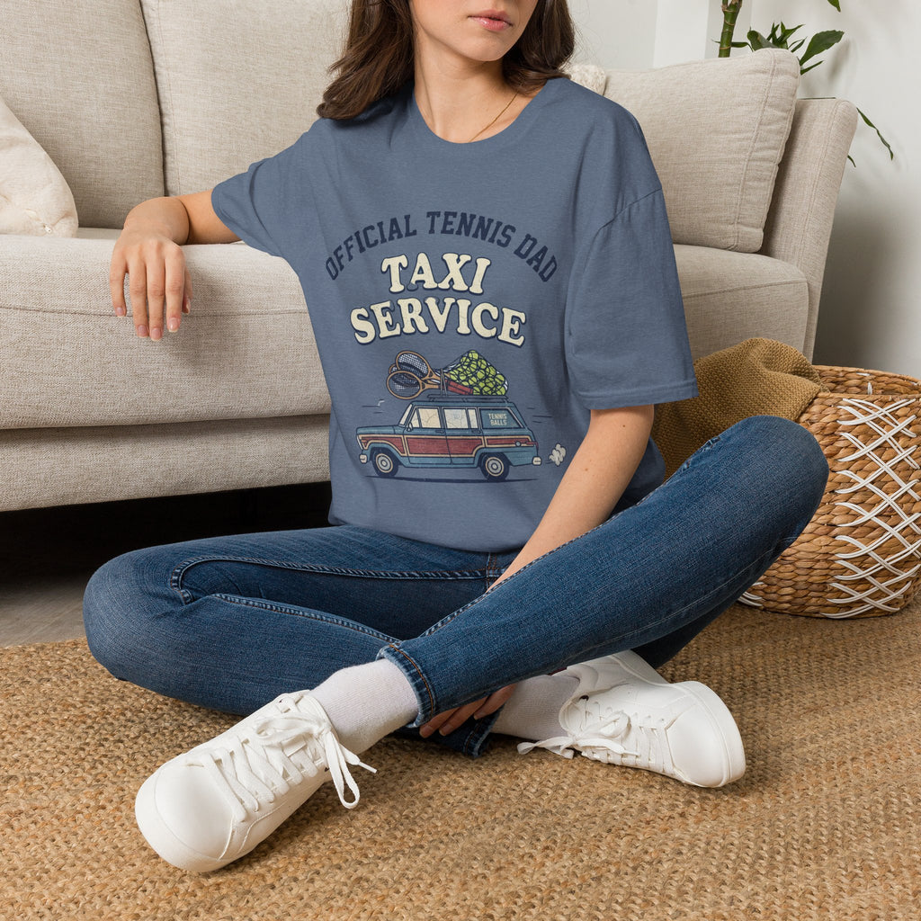 T-Shirt — "Official Tennis Dad Taxi Service" Vintage Car Dad Tee