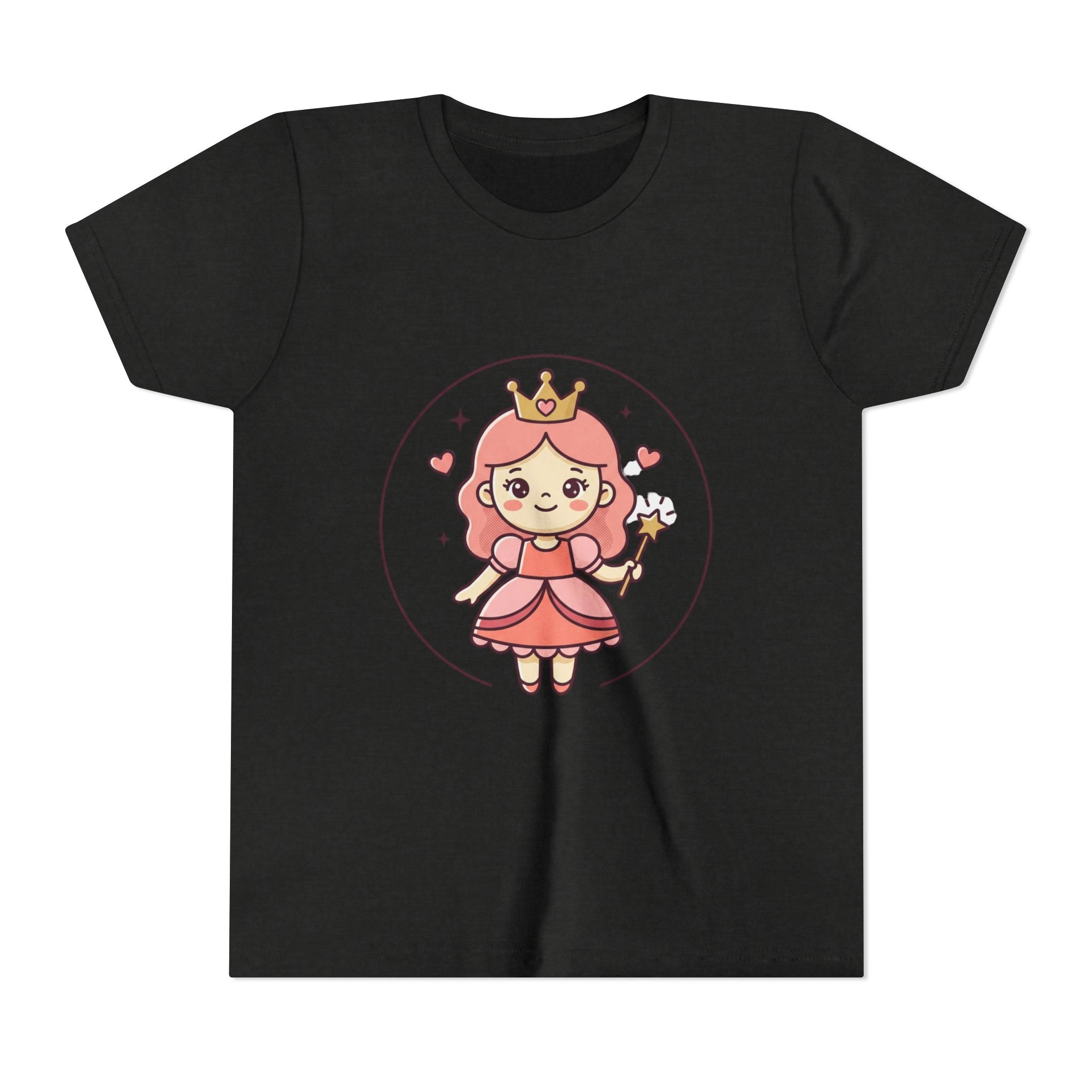 Princess Fairy Kids T-Shirt - Cute Pink Crowned Princess Graphic Youth Tee