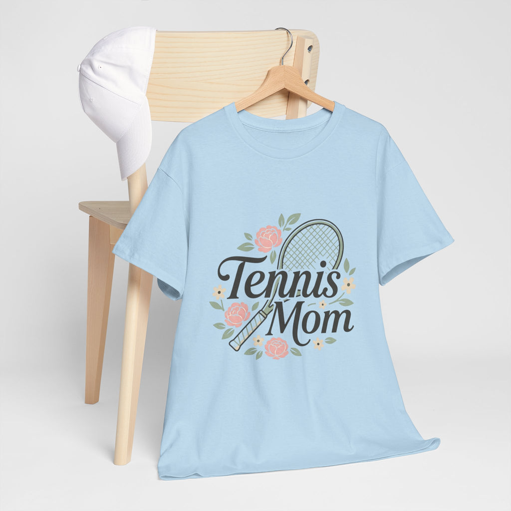 Tennis Mom T‑Shirt — Floral Tennis Racket Tee for Proud Sports Moms