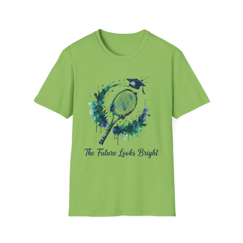 Tennis Watercolor Tee — “The Future Looks Bright” Graduation & Athlete Shirt