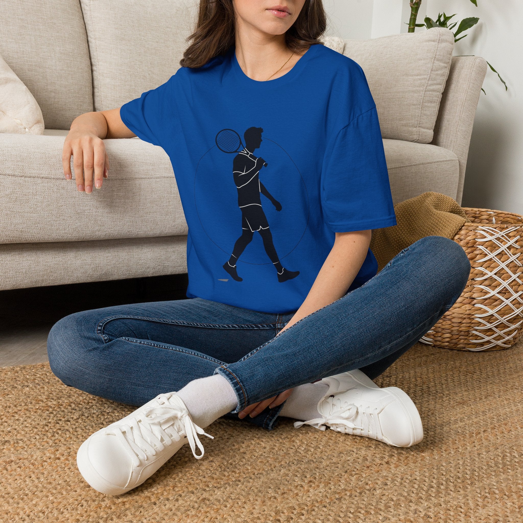 Tennis Player Silhouette T‑Shirt — Minimal Athletic Graphic Tee