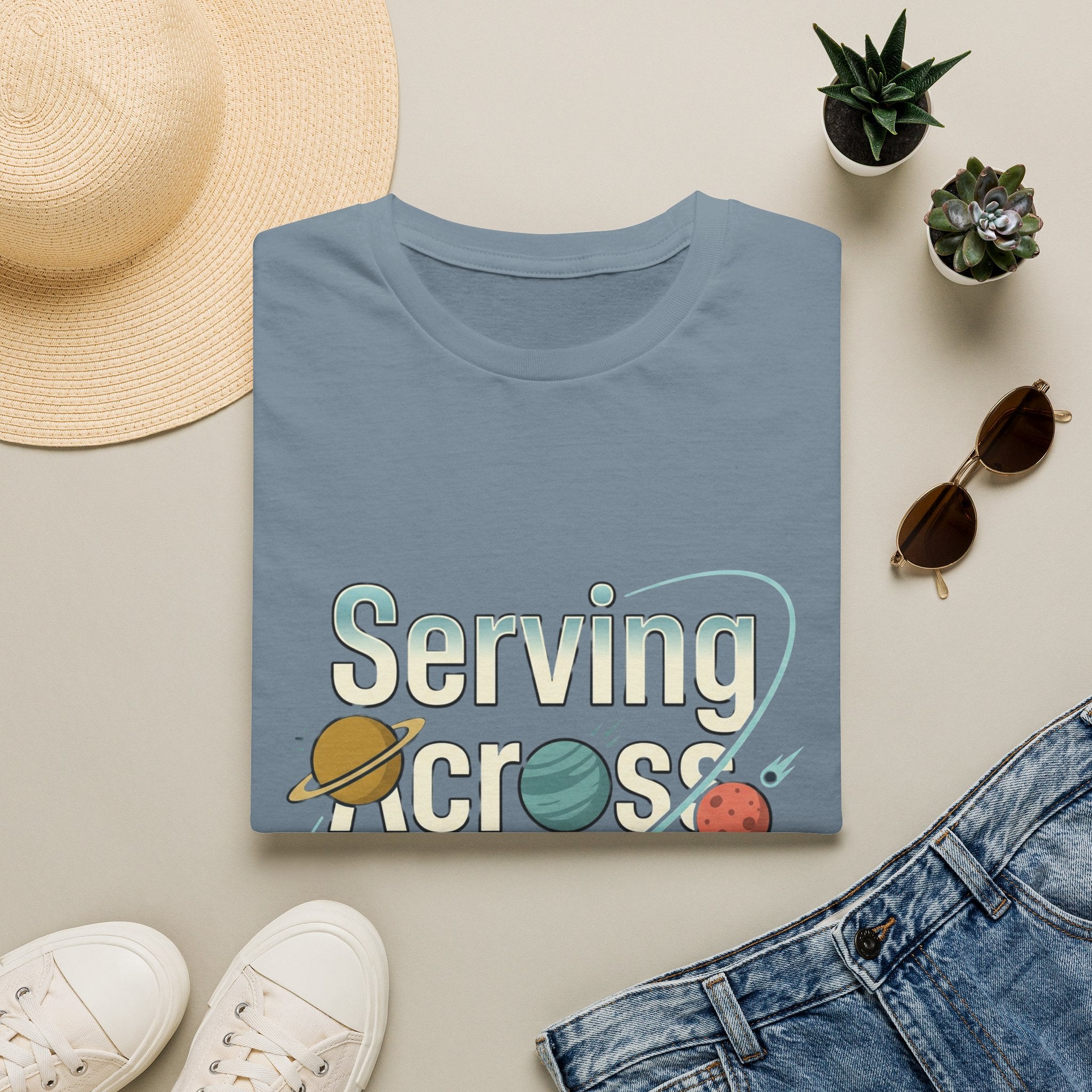 Serving Across the Galaxy Retro Space T-Shirt