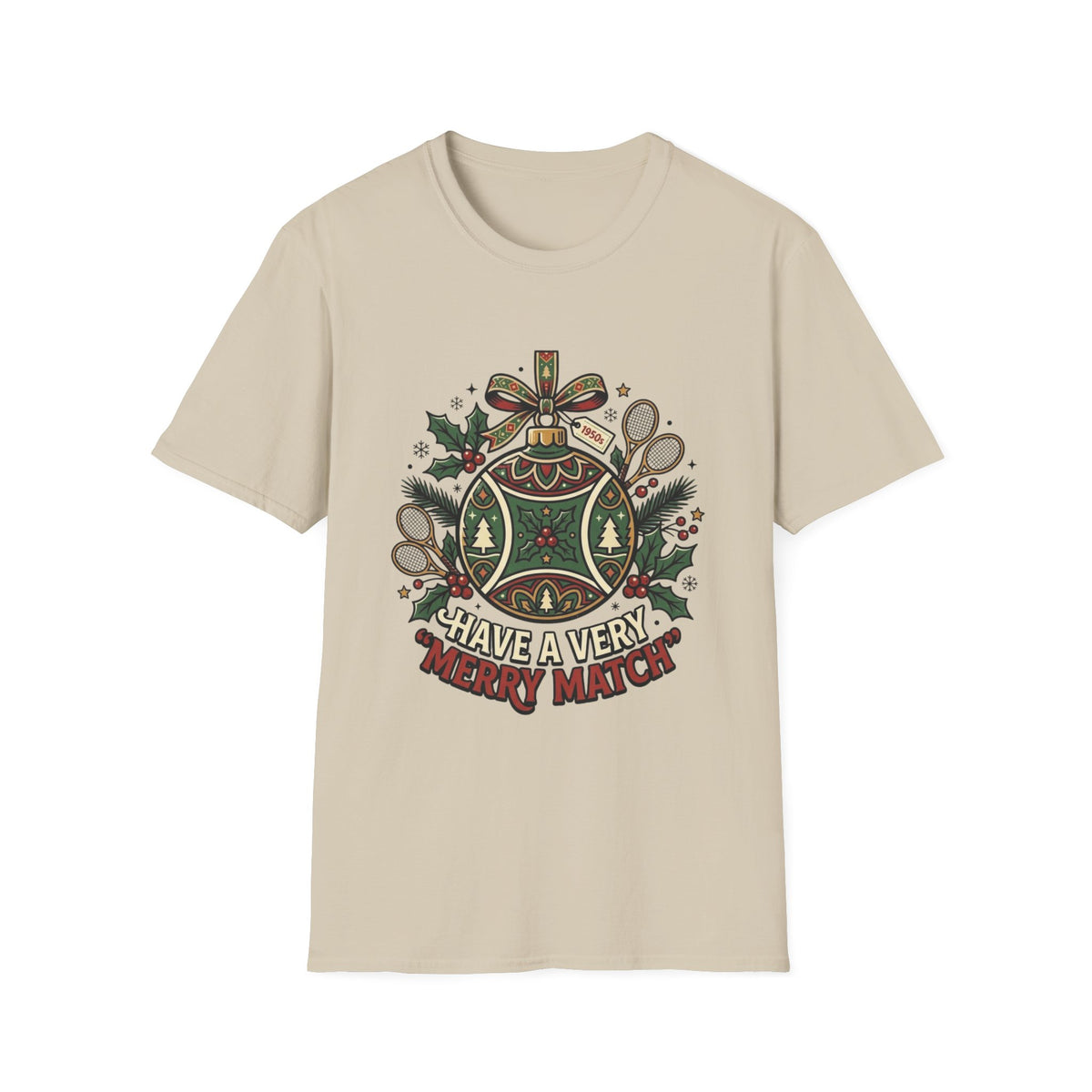 Christmas Tennis Ornament T-Shirt — "Have a Very Merry Match" Holiday Tee