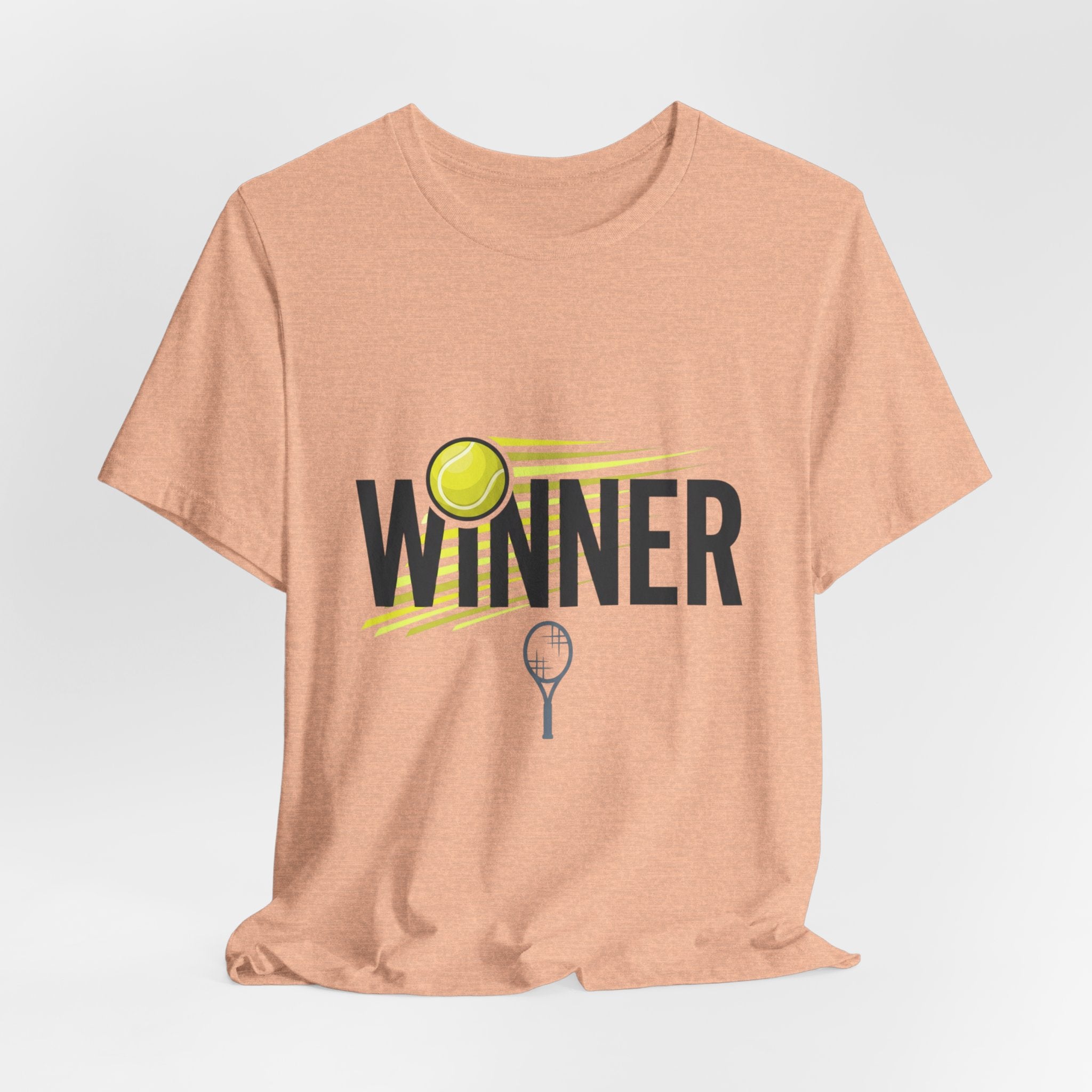 Winner Tennis T‑Shirt — Motivational Tennis Tee with Ball & Racket Graphic