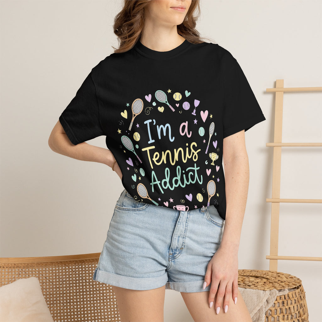 I'm a Tennis Addict T‑Shirt — Cute Pastel Tennis Graphic Tee for Players & Fans