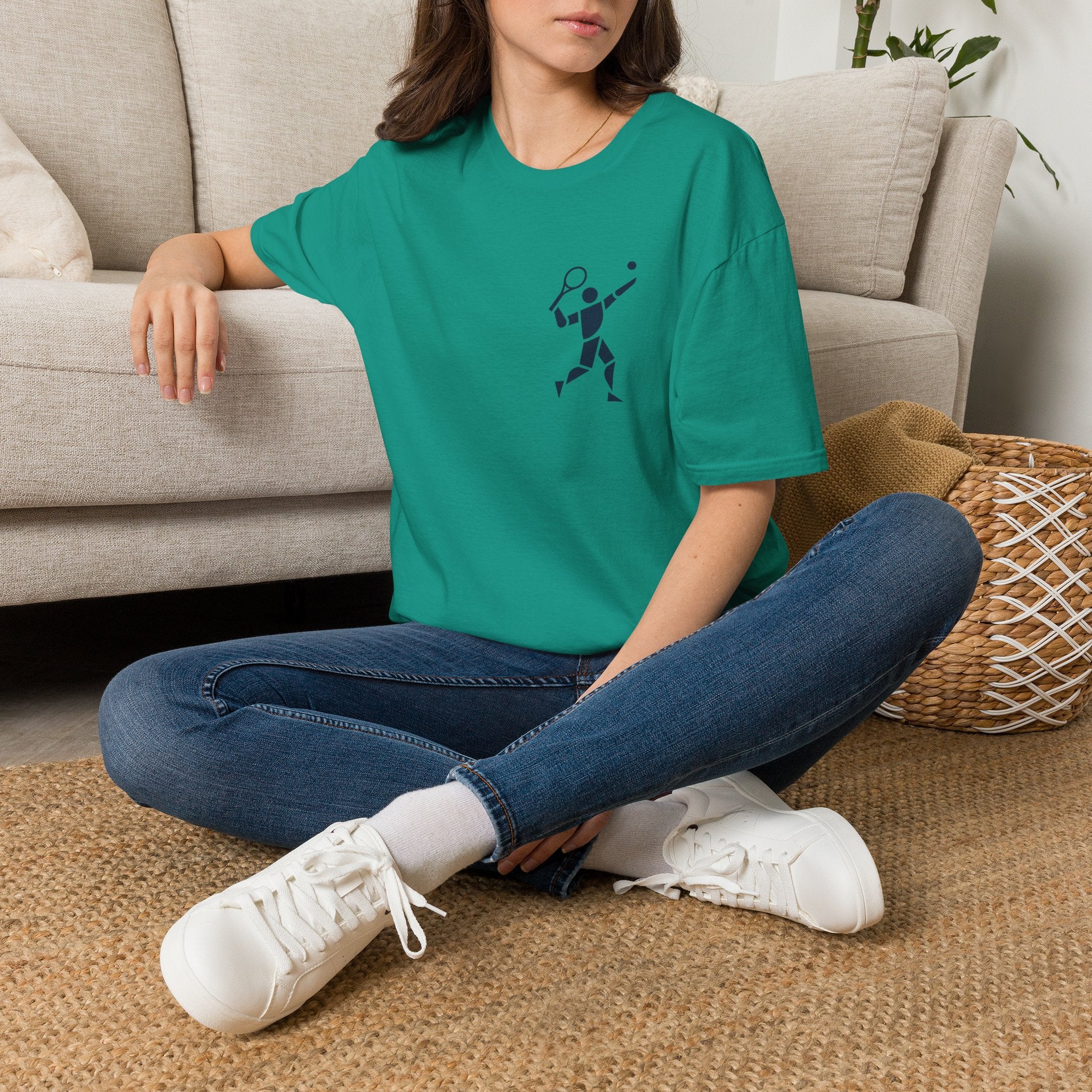Tennis Player Minimalist T‑Shirt — Geometric Tennis Graphic Tee
