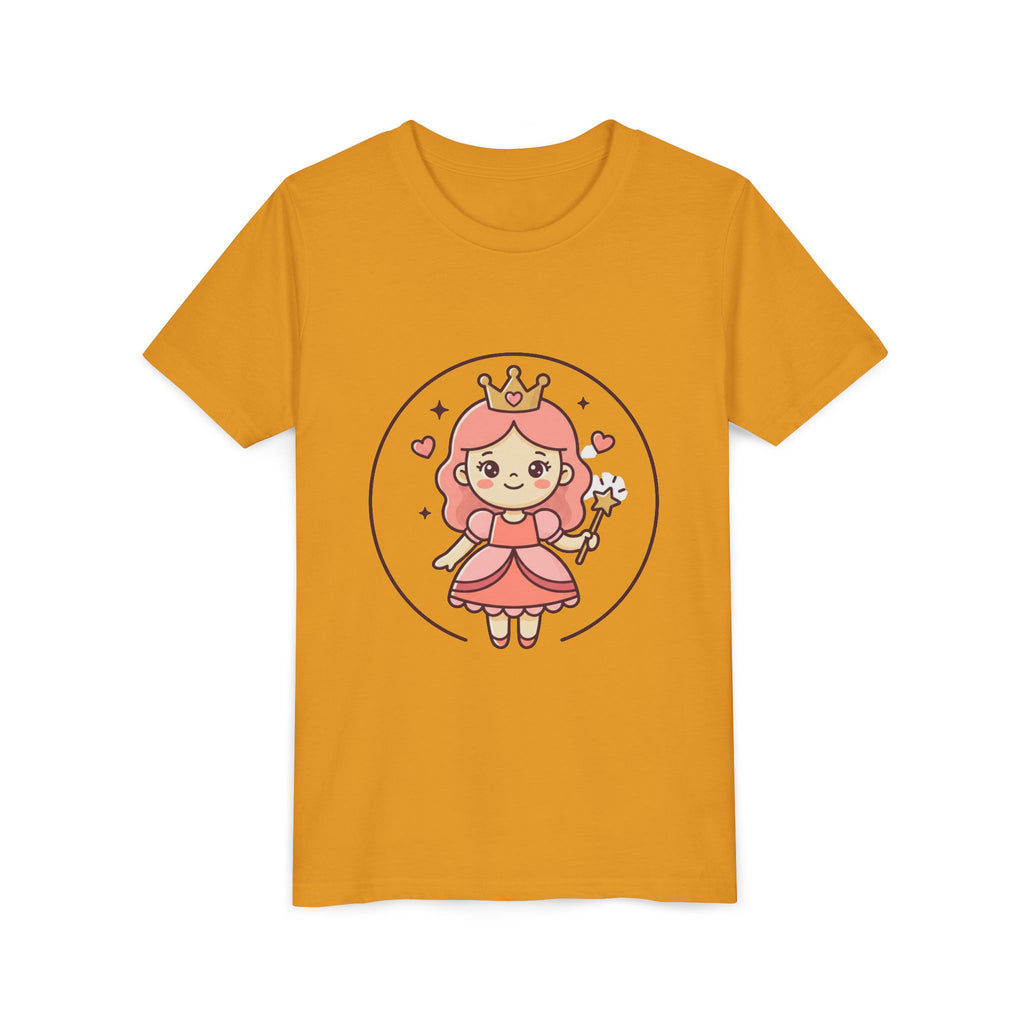 Princess Fairy Kids T-Shirt - Cute Pink Crowned Princess Graphic Youth Tee