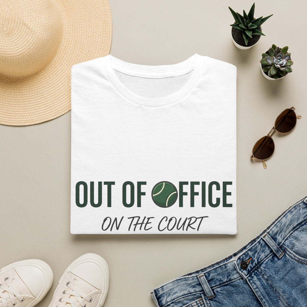 T-Shirt — "Out of Office on the Court" Tennis Graphic Tee