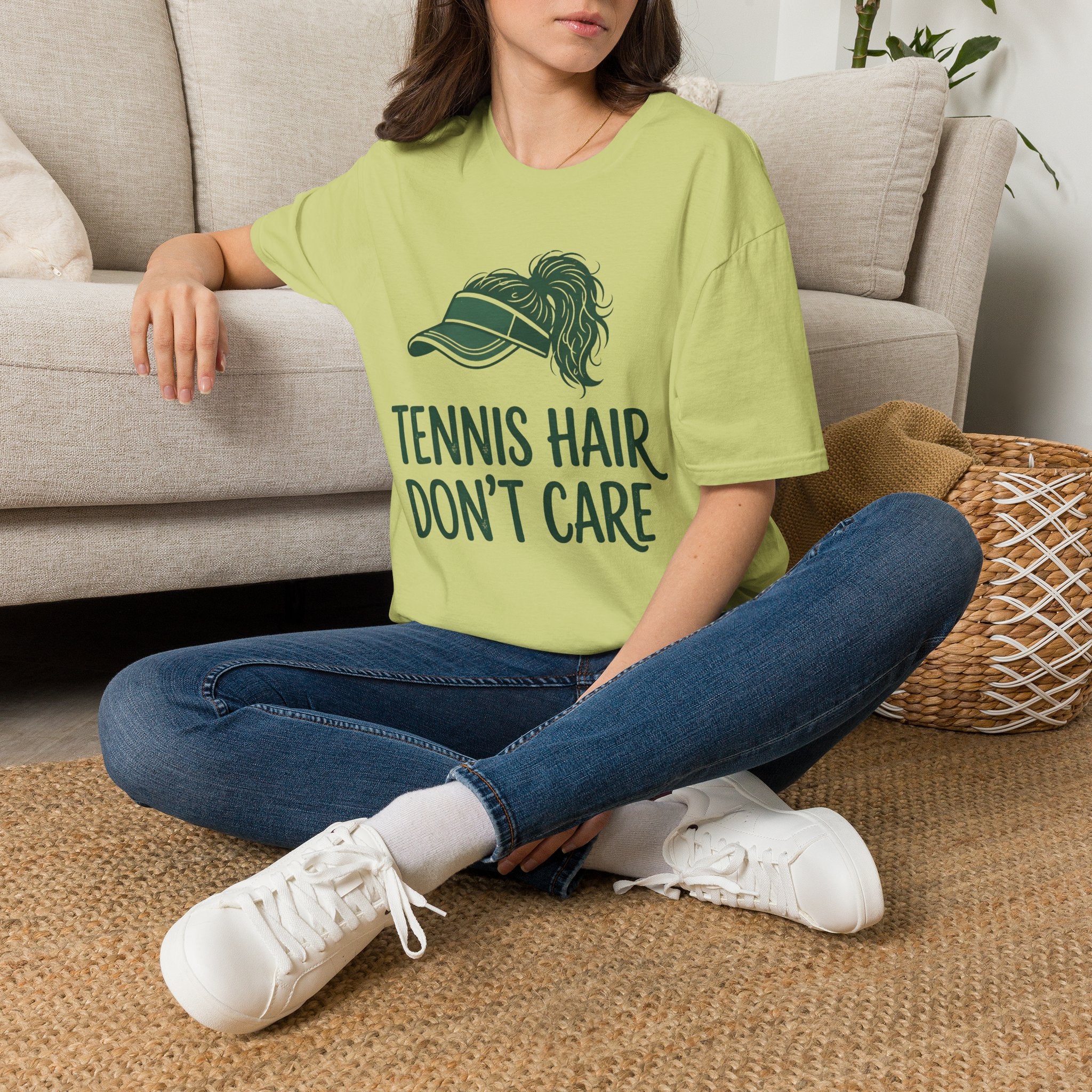 tennis hair don't care t-shirt