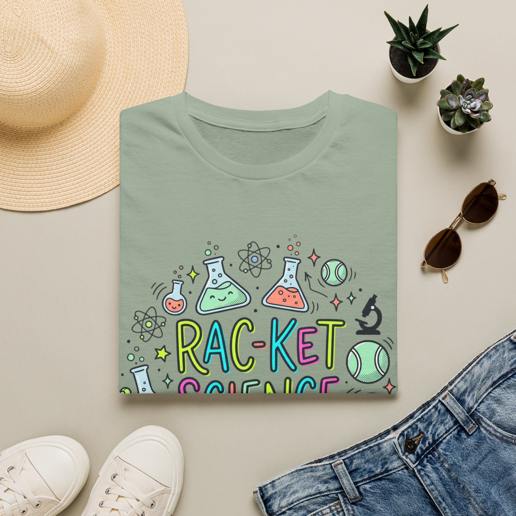 Racket Science T-Shirt — Cute Tennis & Science Graphic Tee
