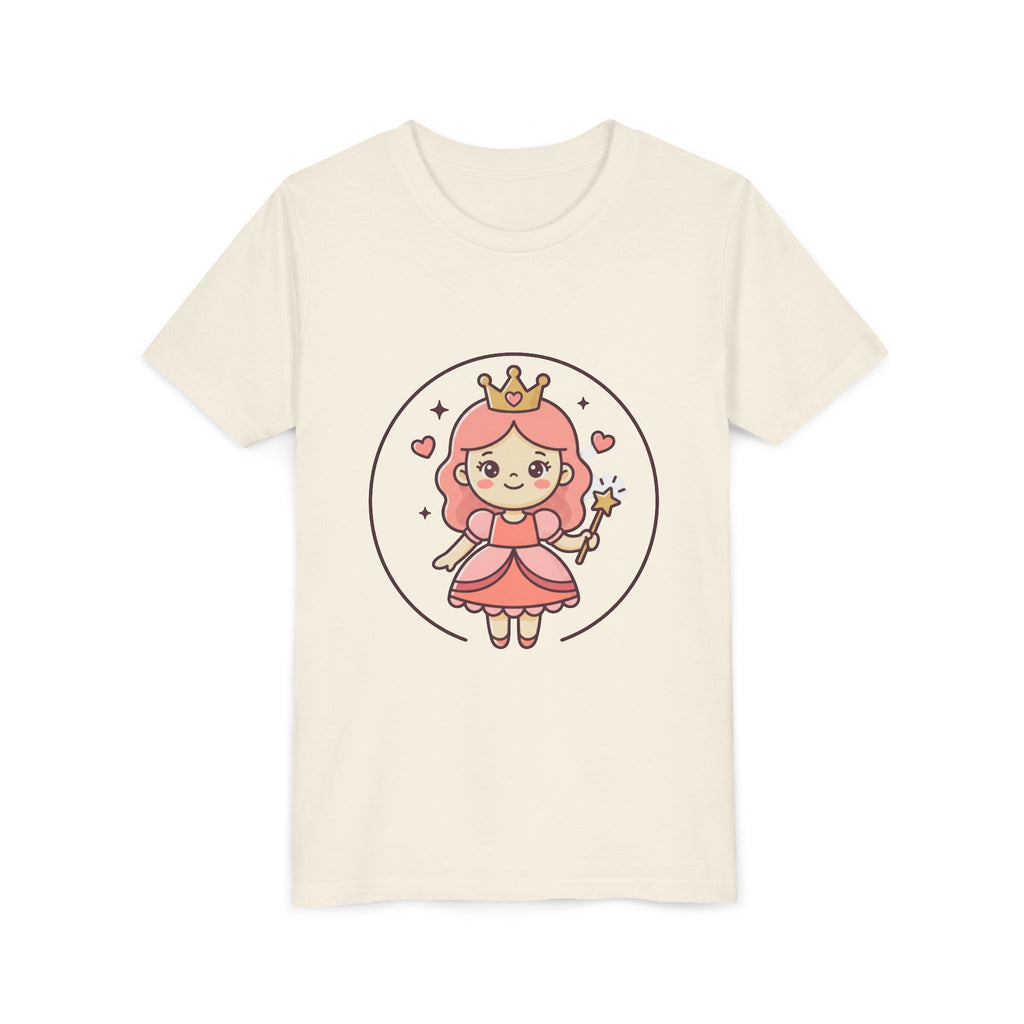 Princess Fairy Kids T-Shirt - Cute Pink Crowned Princess Graphic Youth Tee