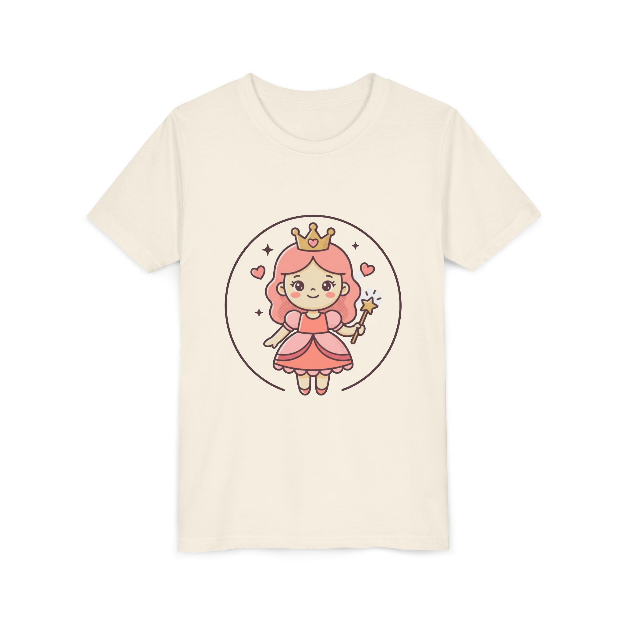 Princess Fairy Kids T-Shirt - Cute Pink Crowned Princess Graphic Youth Tee