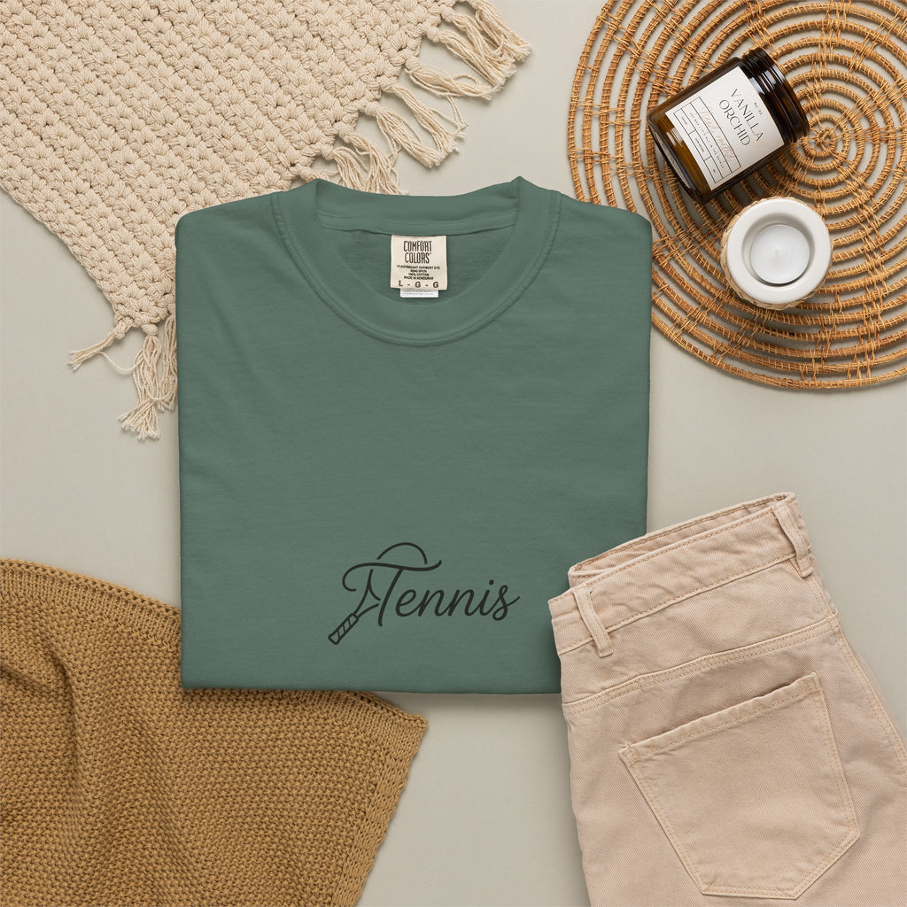 Tennis Script Tee — Minimalist Athletic Tennis T‑Shirt