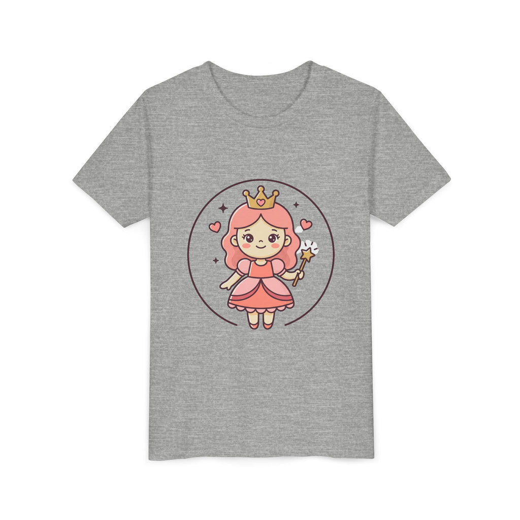 Princess Fairy Kids T-Shirt - Cute Pink Crowned Princess Graphic Youth Tee