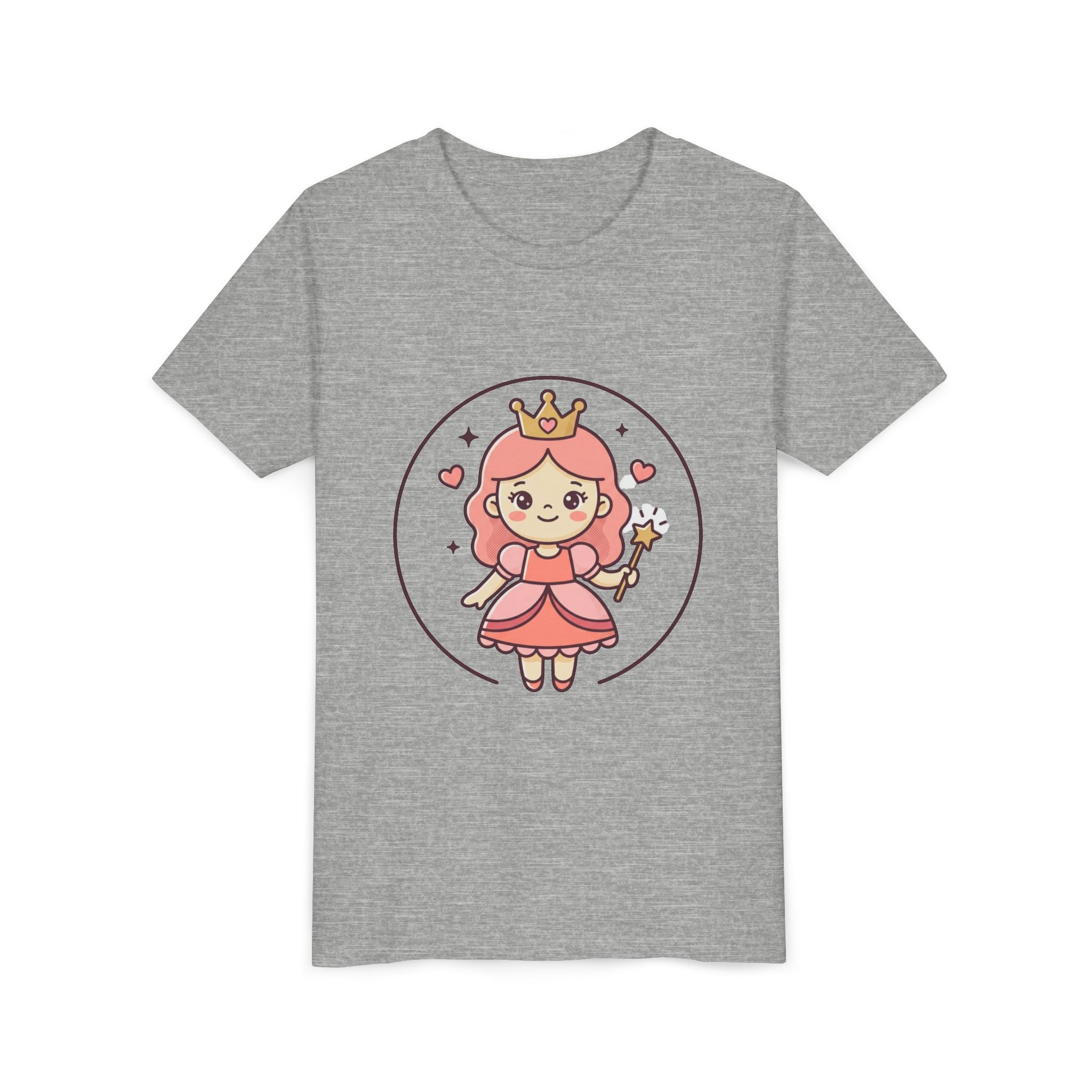 Princess Fairy Kids T-Shirt - Cute Pink Crowned Princess Graphic Youth Tee
