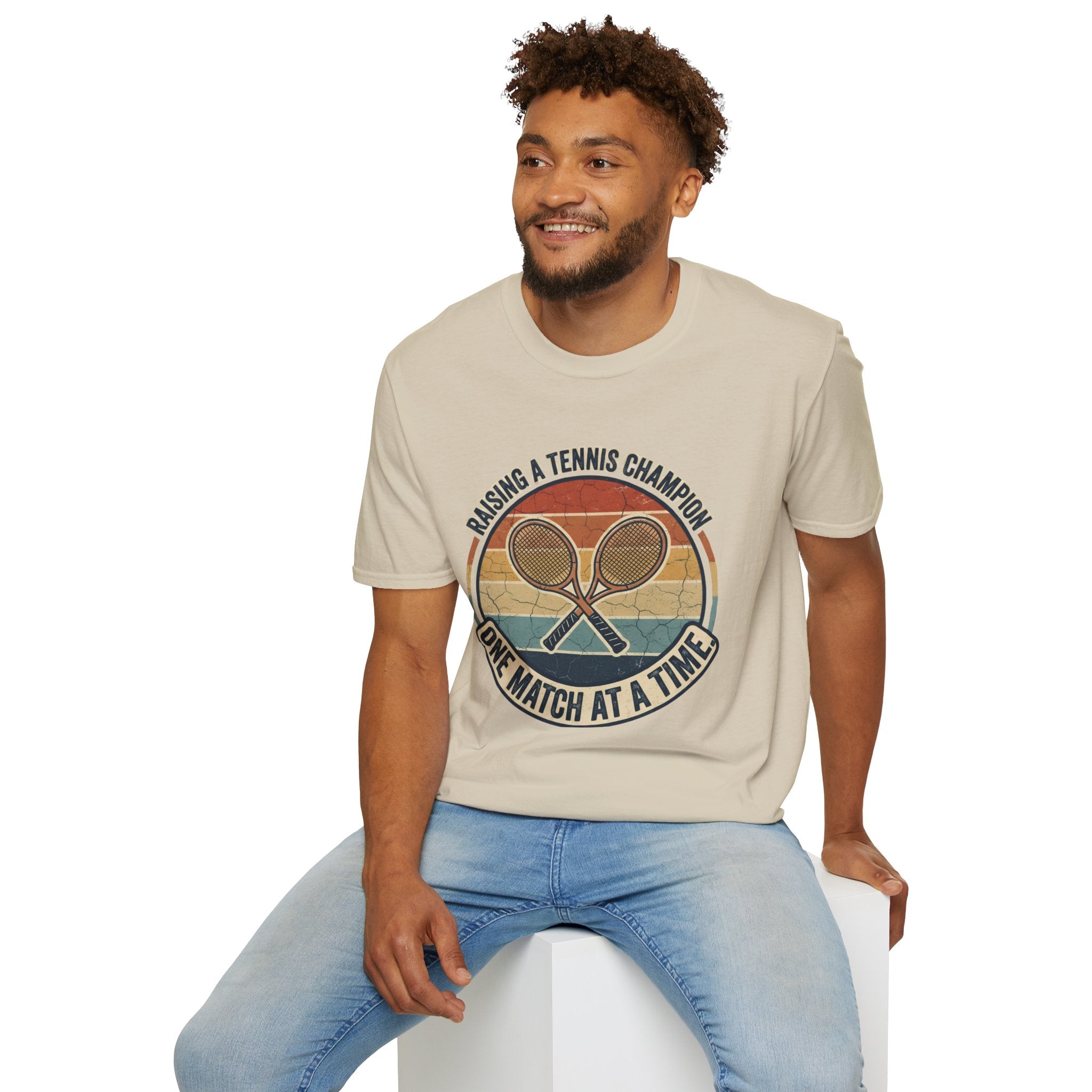 T-Shirt — Raising a Tennis Champion Vintage Graphic (“One Match at a Time”)
