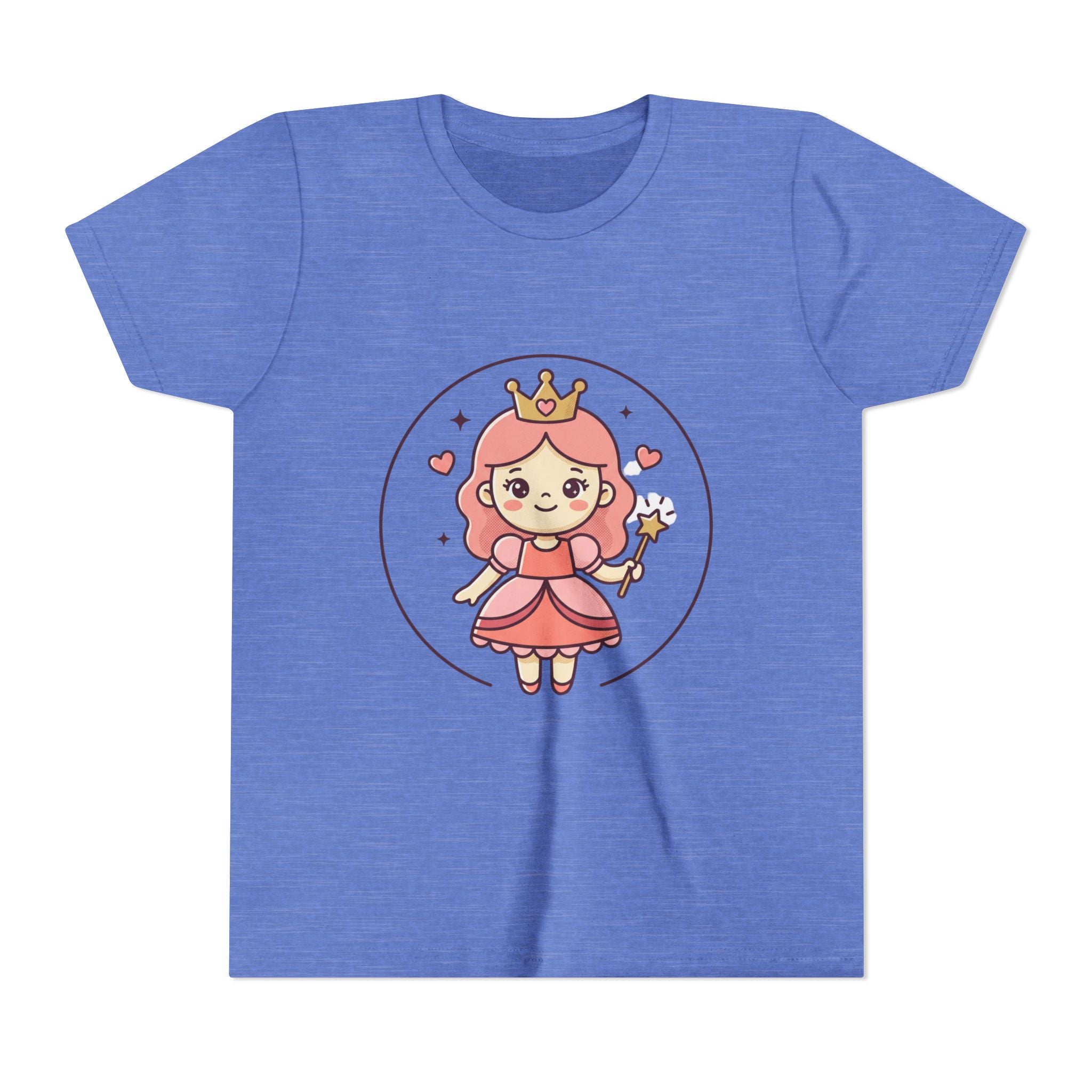 Princess Fairy Kids T-Shirt - Cute Pink Crowned Princess Graphic Youth Tee