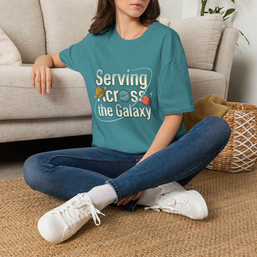 Serving Across the Galaxy Retro Space T-Shirt